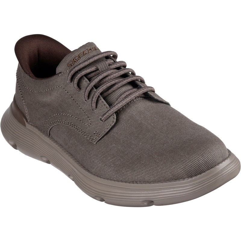 Skechers Garza Clive Chaussures En Coton À Lacets Pour Hommes, Couleur Taupe Foncé