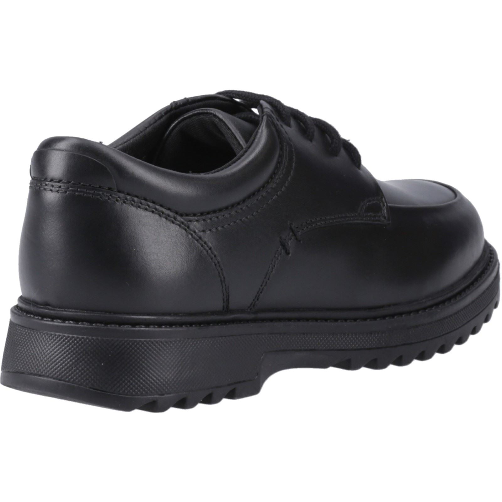 Hush Puppies Romeo Chaussures Noires Pour Garçons En Cuir.