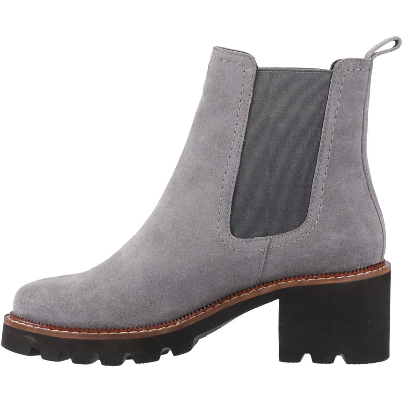 Hush Puppies Gaia Bottes Chelsea À Talons En Cuir Pour Femmes Couleur Gris.
