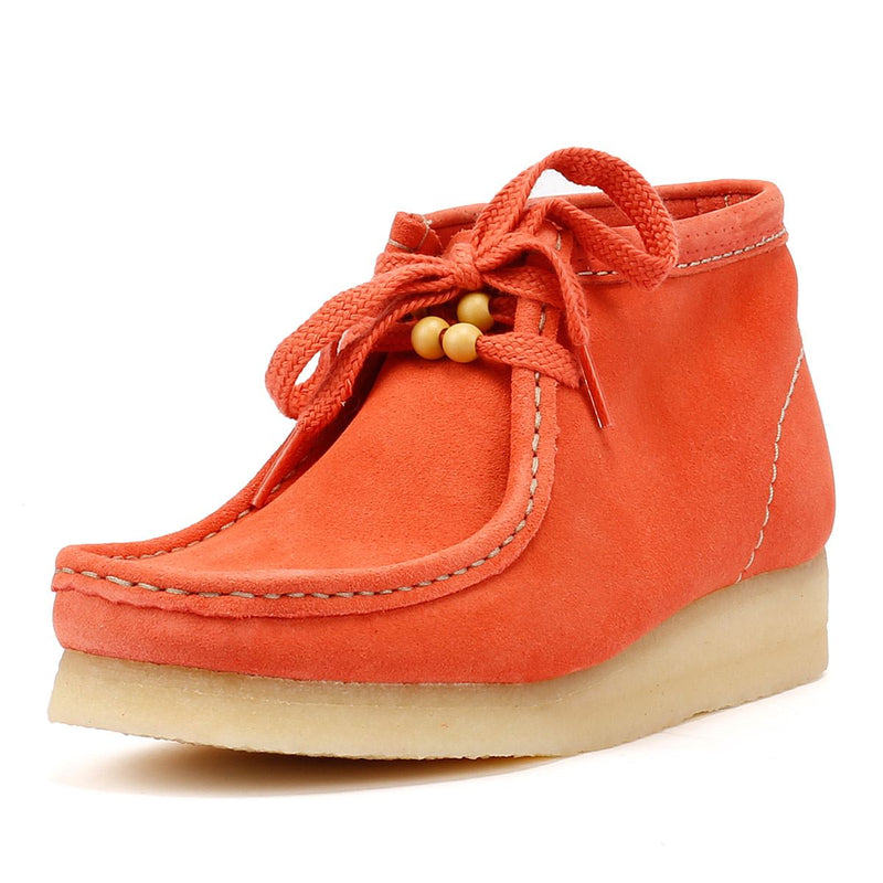Clarks Originals Wallabee Bottes Orange Pour Femmes En Daim