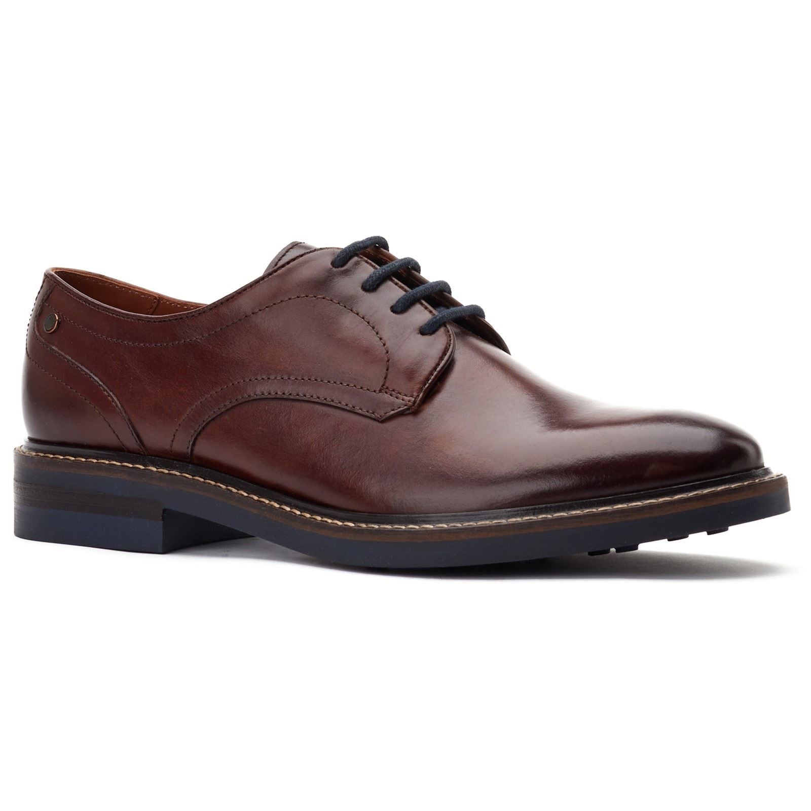 Base London Mawley Chaussures Oxford En Cuir Marron Brûlé Pour Hommes