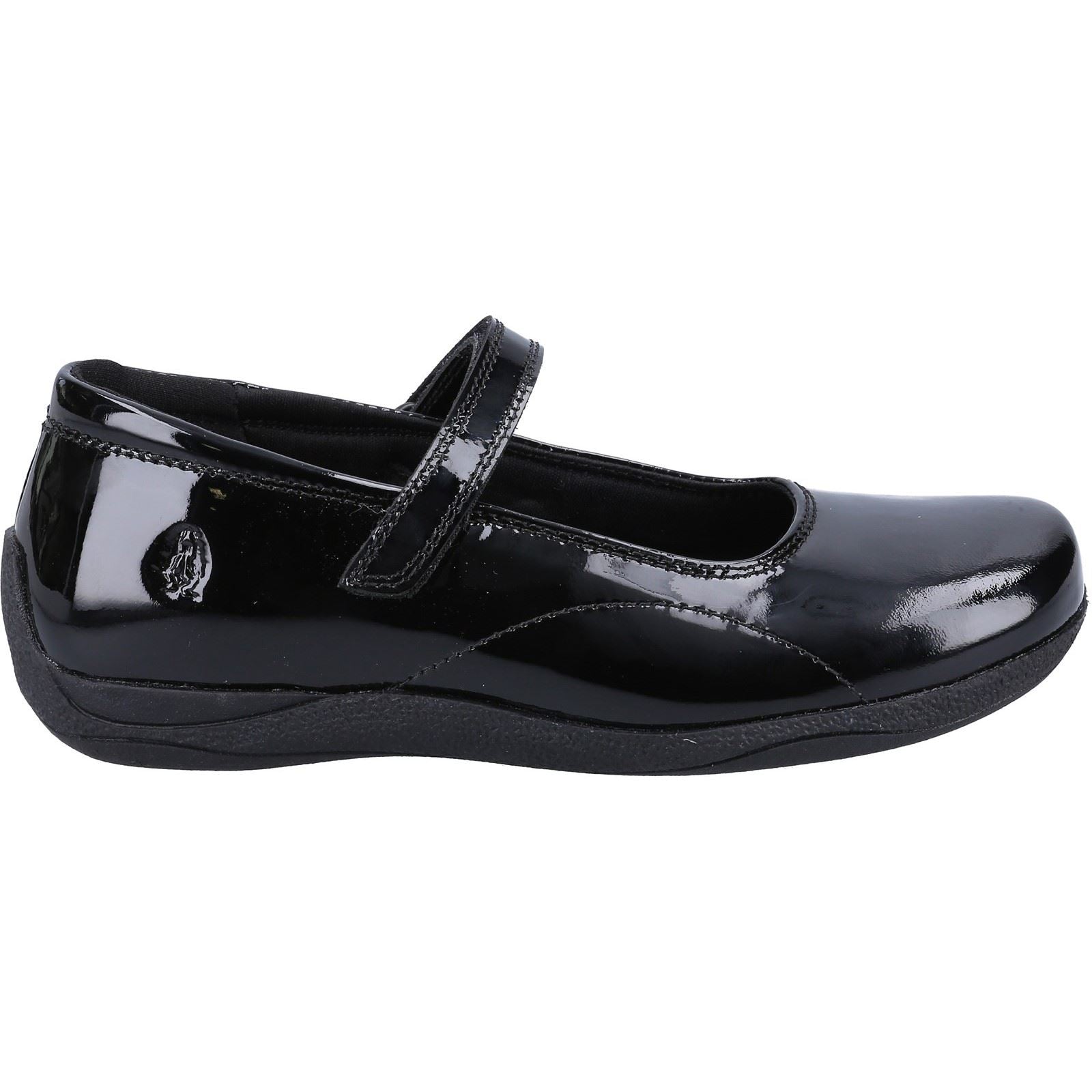 Hush Puppies Aria Patent JNR Chaussures Noires Pour Filles En Cuir