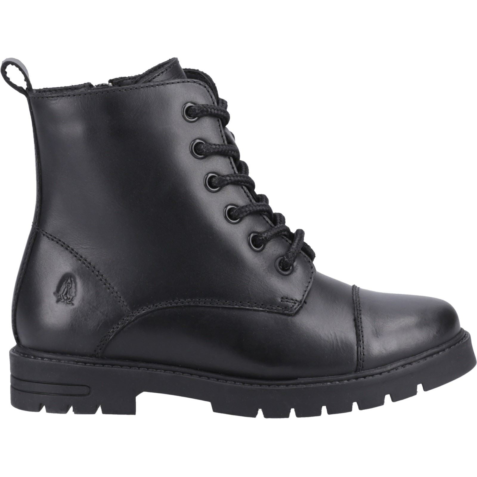 Hush Puppies Lauren Senior Chaussures Noires Pour Filles En Cuir