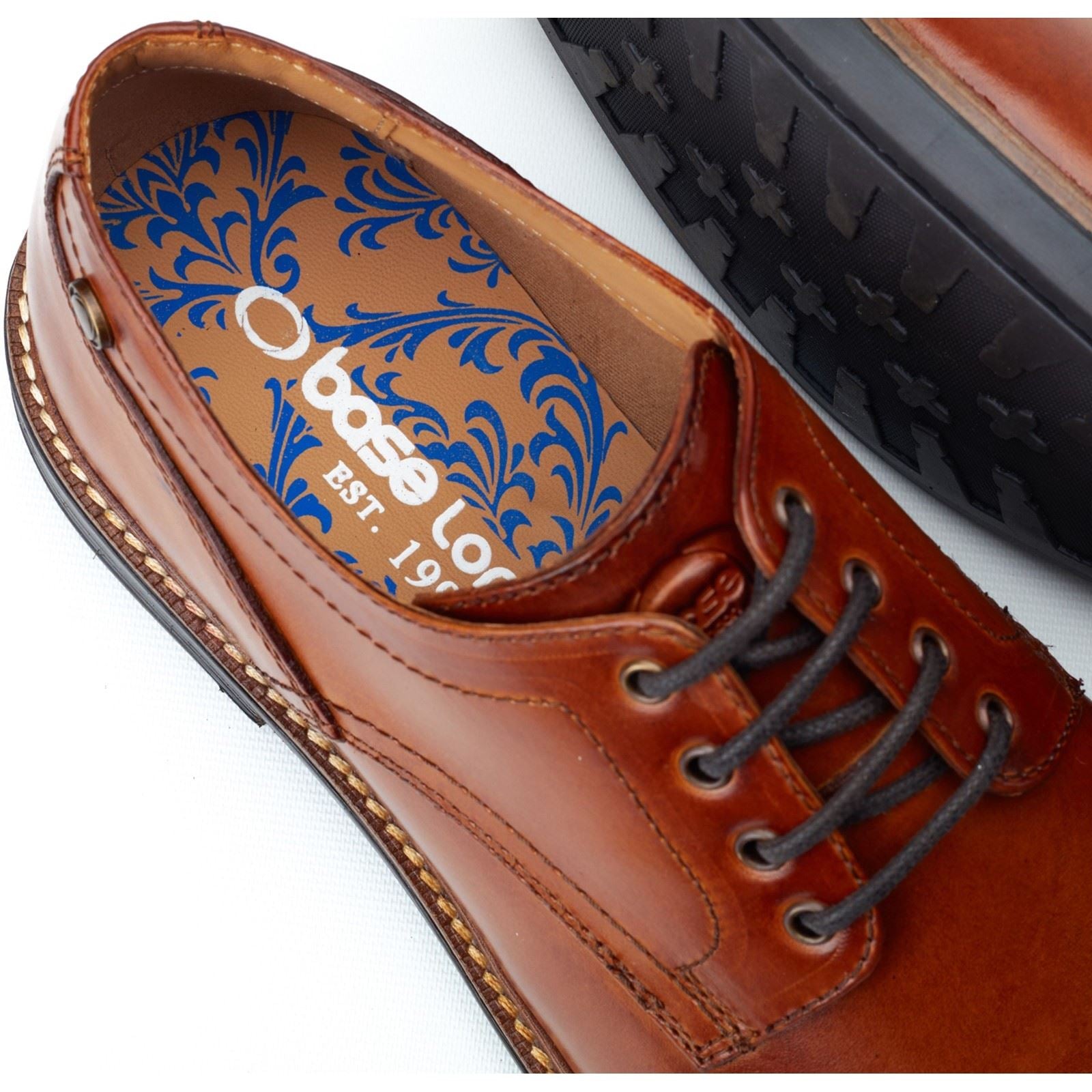 Base London Durham Chaussures En Cuir Pour Hommes En Tan Brûlé À Lacets