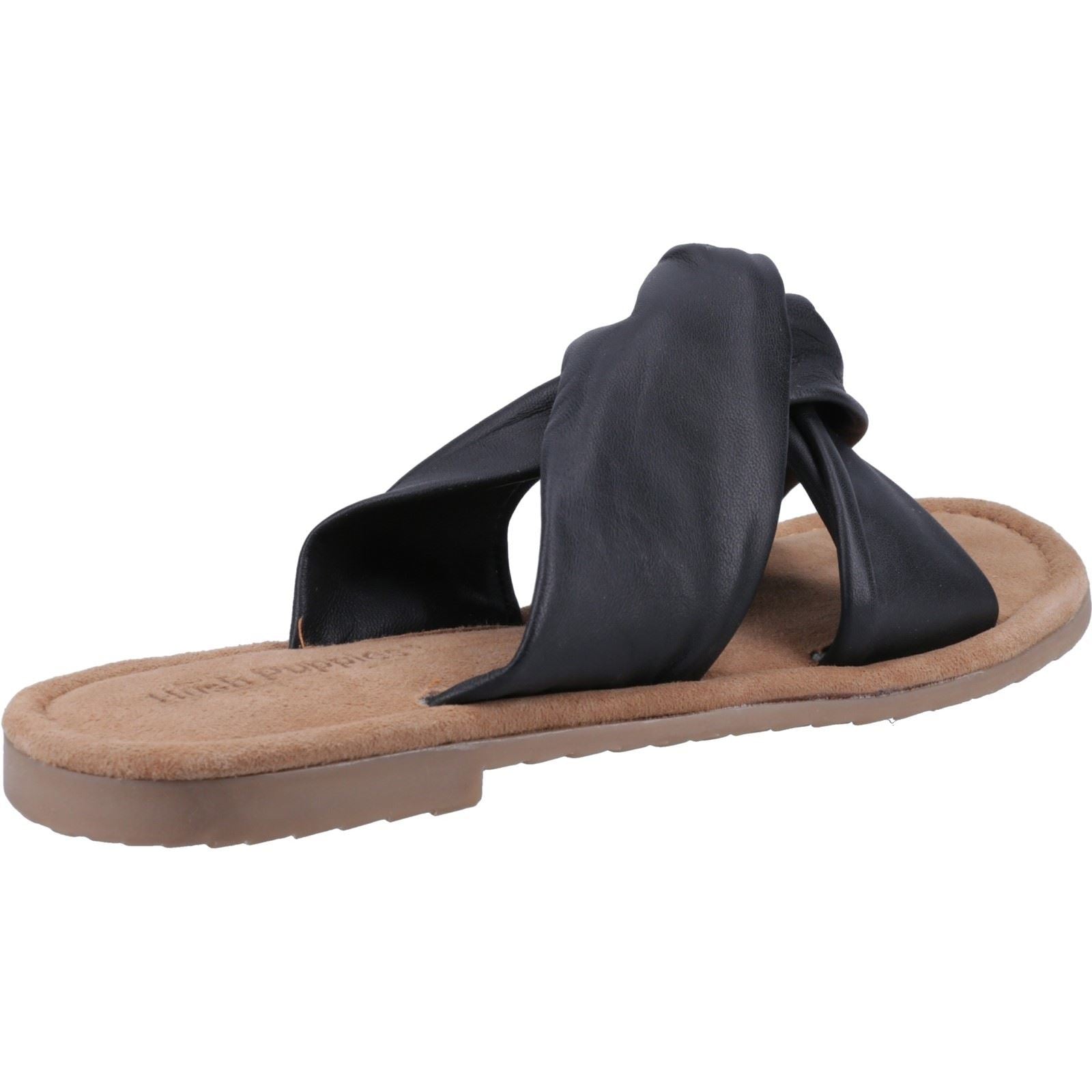 Hush Puppies Amy Wide Fit Sandales Noires Pour Femmes En Cuir