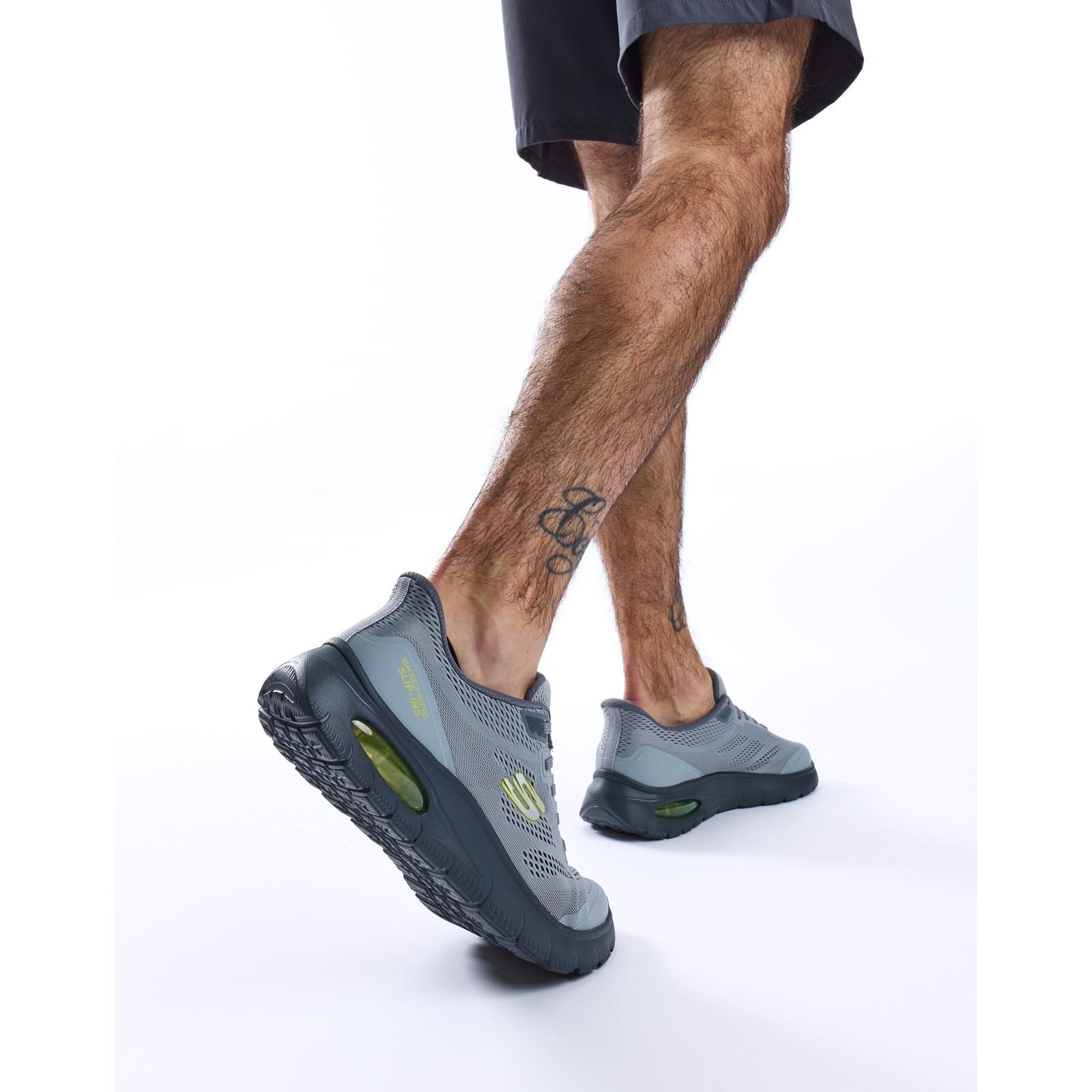 Skechers Skech-Air Summits Baskets En Textile Pour Hommes Charbon/Citron Vert