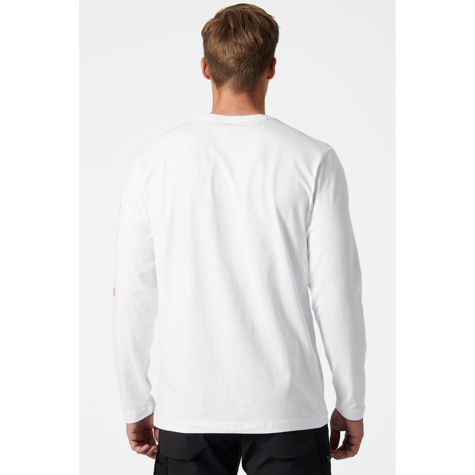 Helly Hansen Workwear Logo Longsleeve T-Shirt Blanc En Coton Pour Hommes