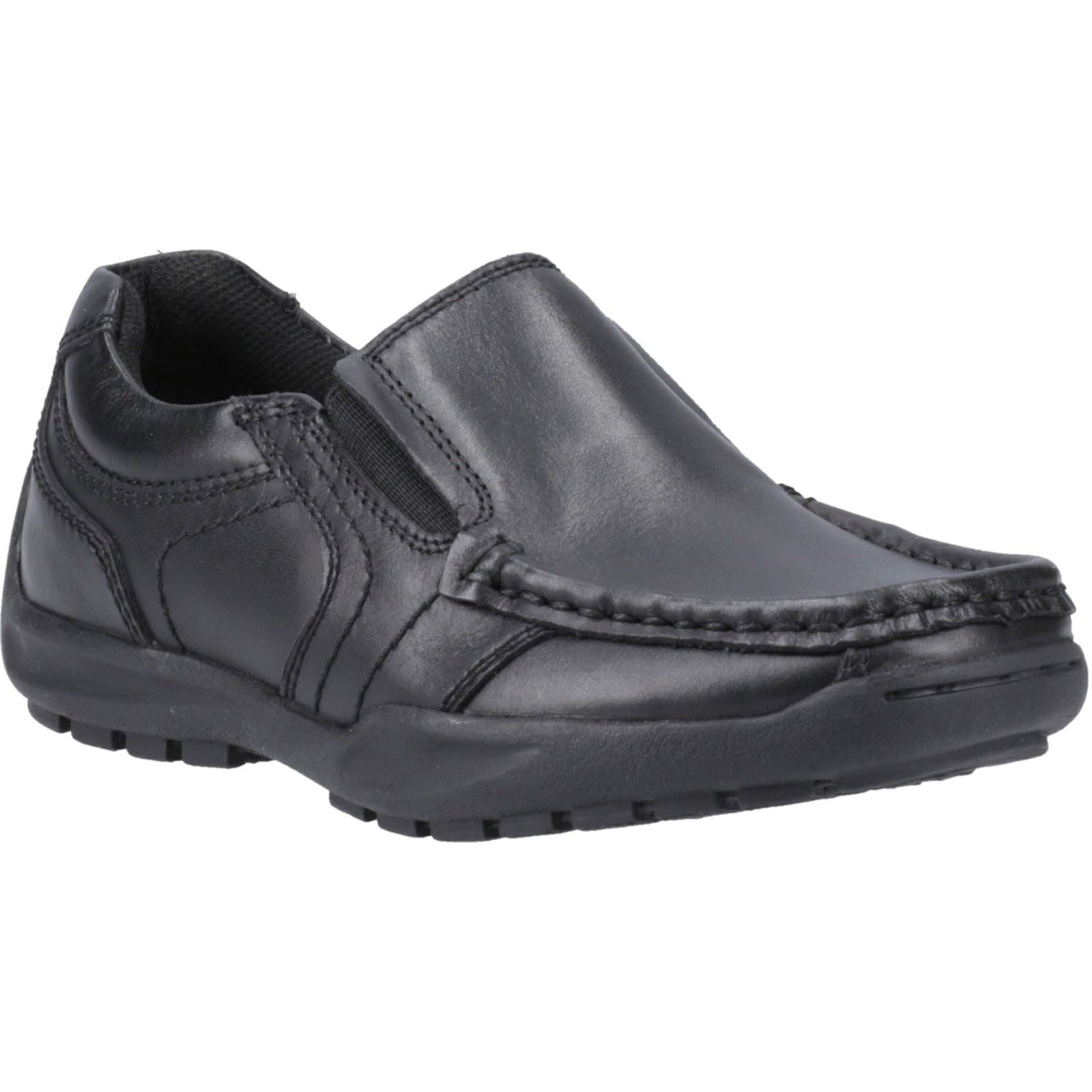 Hush Puppies Morgan Chaussures Noires Pour Garçons En Cuir