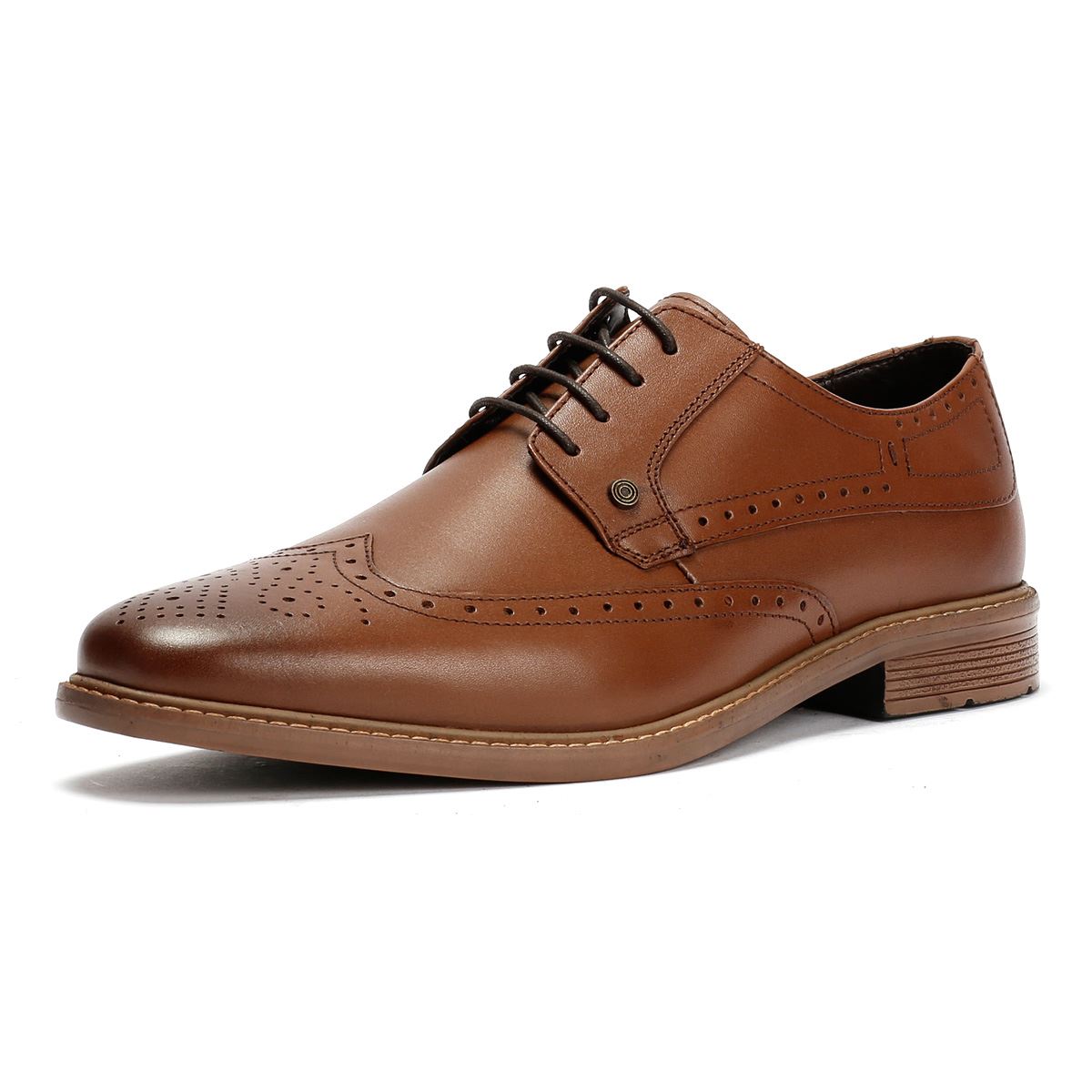 Lambretta Stockton Chaussures En Cuir Pour Hommes Brunes À Lacets