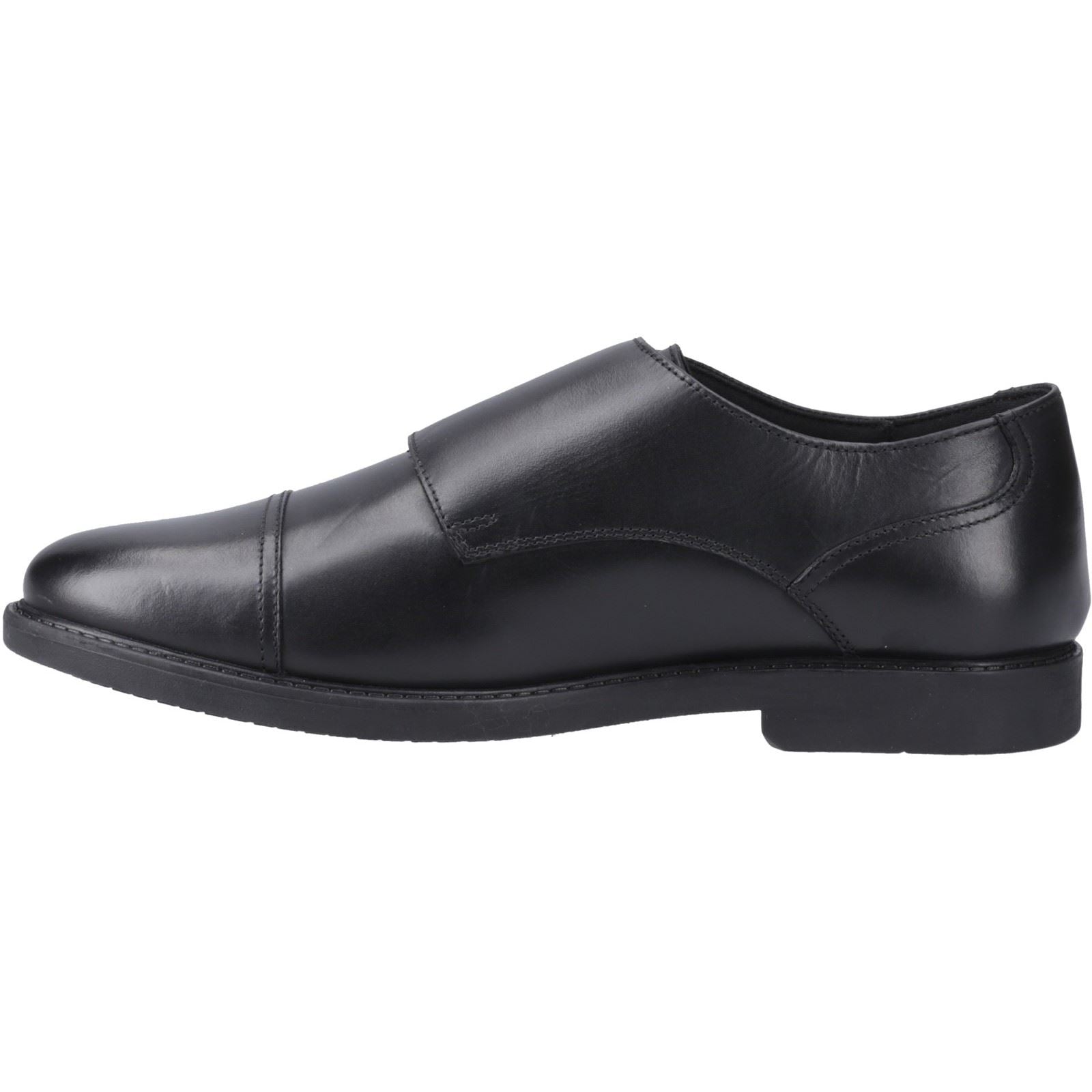 Hush Puppies Tim Monk Chaussures Noires Pour Garçons En Cuir