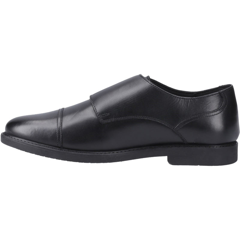 Hush Puppies Tim Monk Chaussures Noires Pour Garçons En Cuir.