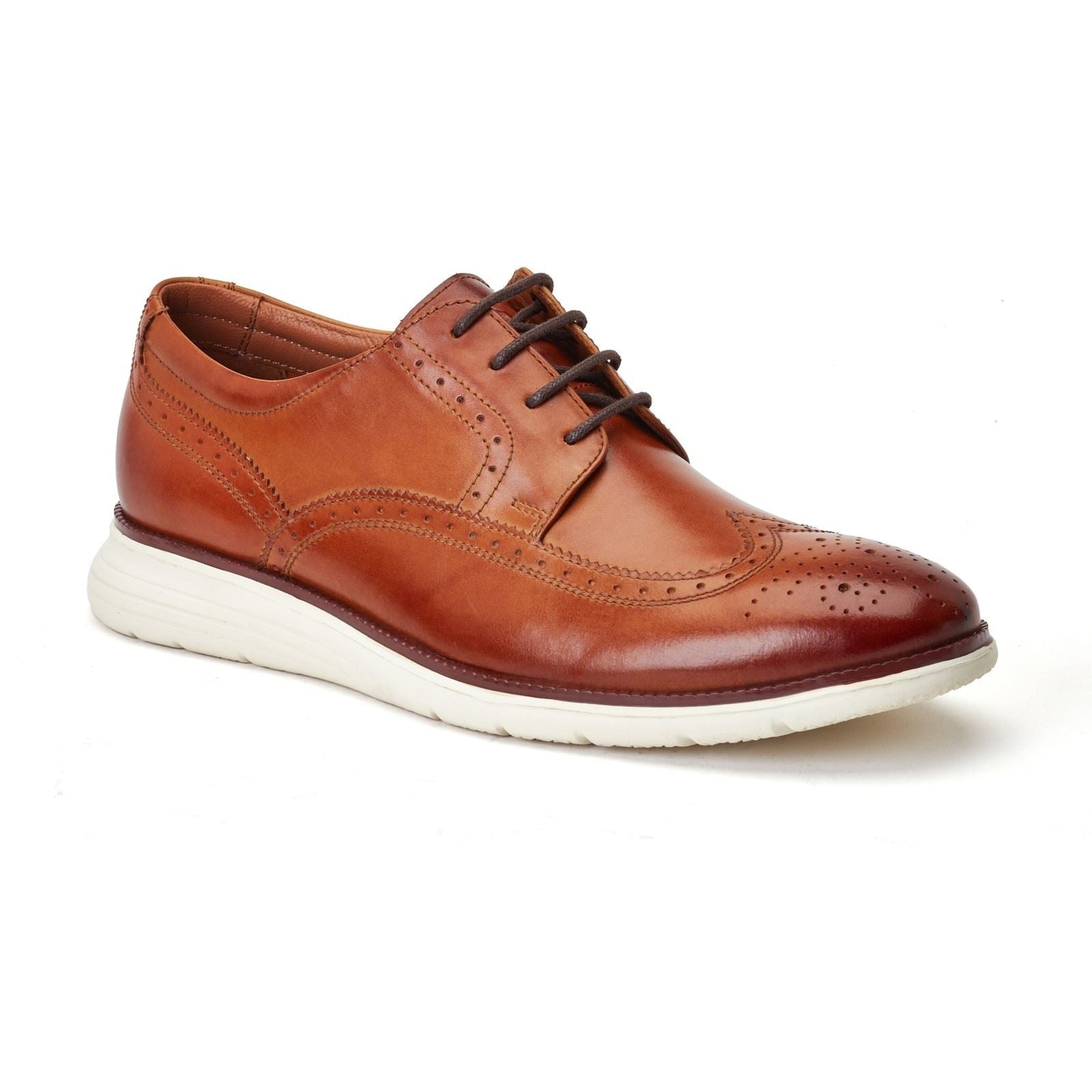Base London Flight Chaussures Oxford Pour Hommes En Cuir Marron Brûlé