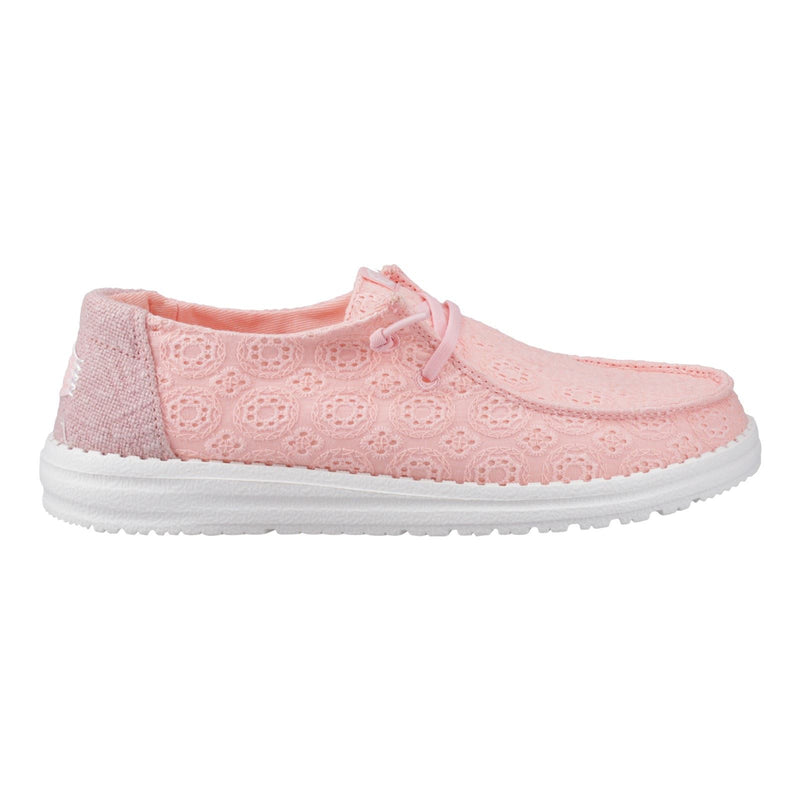 HEYDUDE Wendy Eyelet Lace Chaussures Mocassins Pour Femmes En Mélange De Coton Rose Pâle