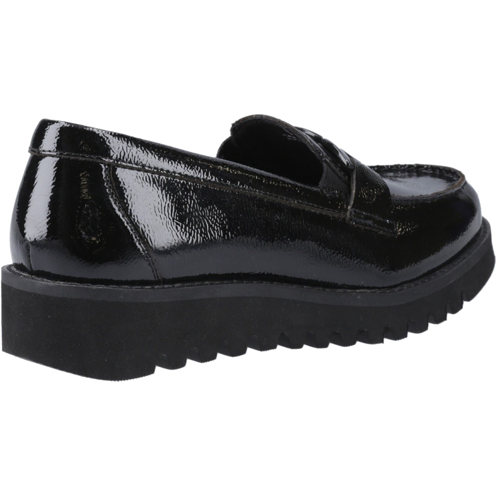 Hush Puppies Francis Loafer Patent Chaussures Plates Noires Pour Filles En Cuir
