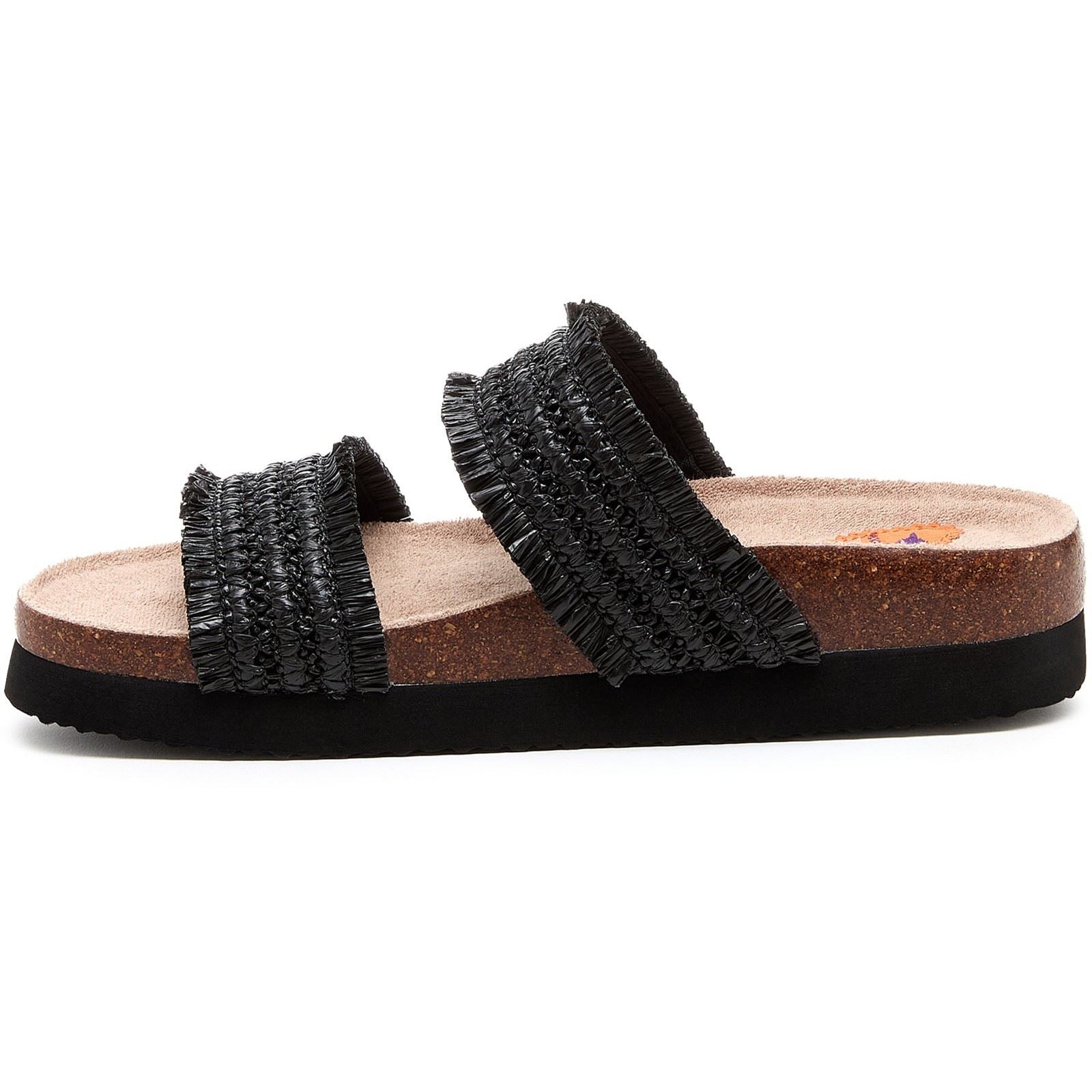 Rocket Dog Aruba Raffia Sandales Noires Pour Femmes En Textile