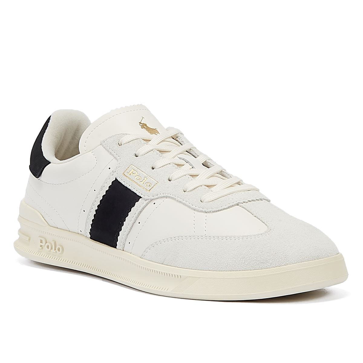 Ralph Lauren Heritage Aera Baskets Blanches/Noires Pour Hommes