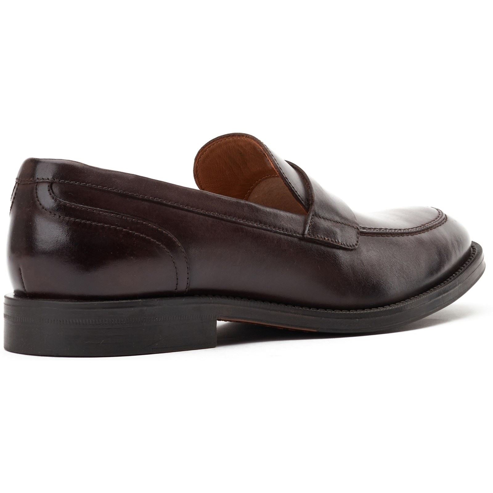 Base London Kennedy Chaussures En Cuir Pour Hommes À Enfiler Marron Foncé