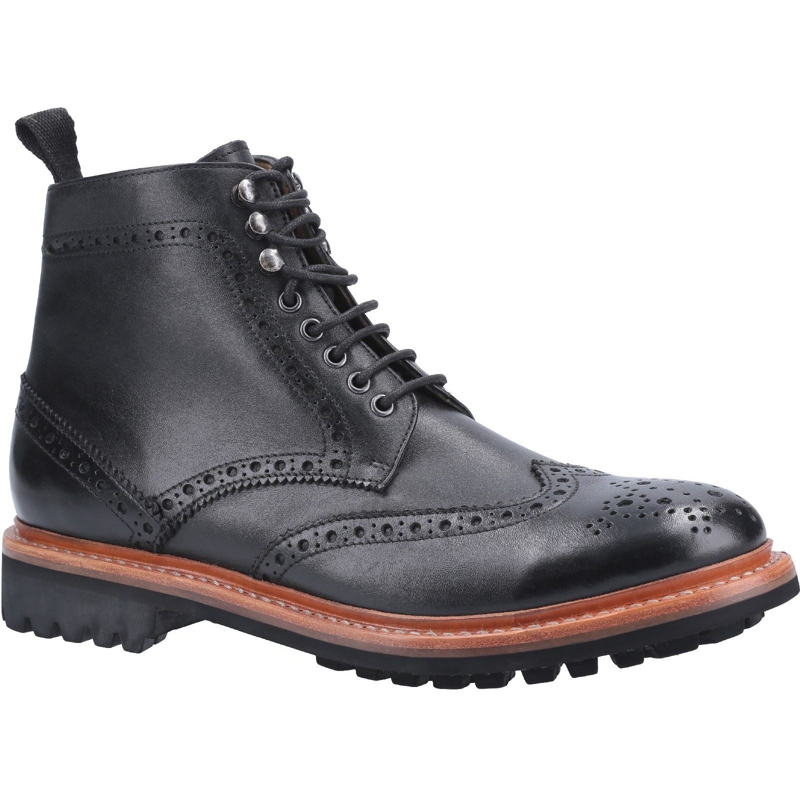 Cotswold Rissington Commando Bottes Noires En Cuir Pour Hommes