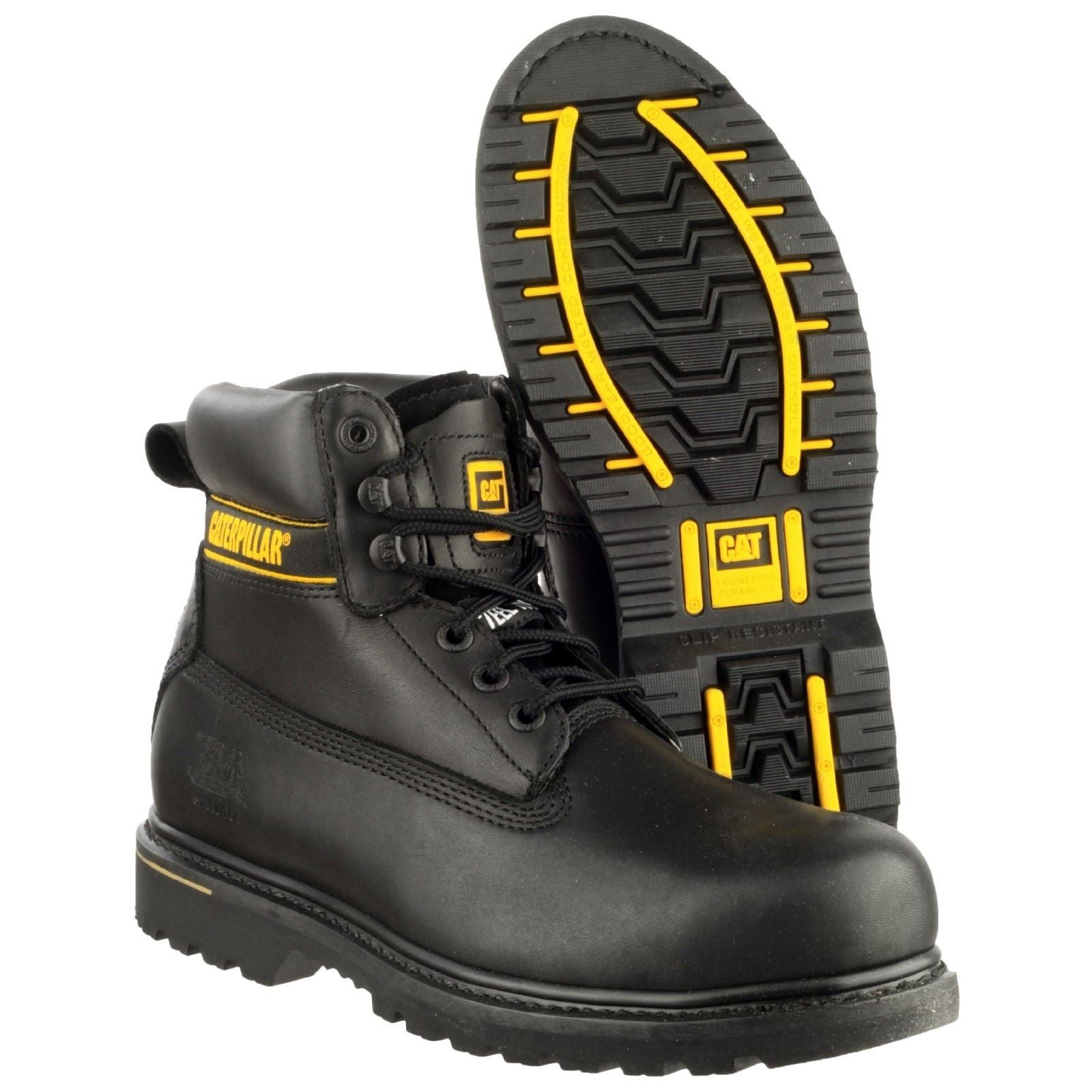 Caterpillar Bottes De Sécurité En Cuir Noir Cat Holton S3