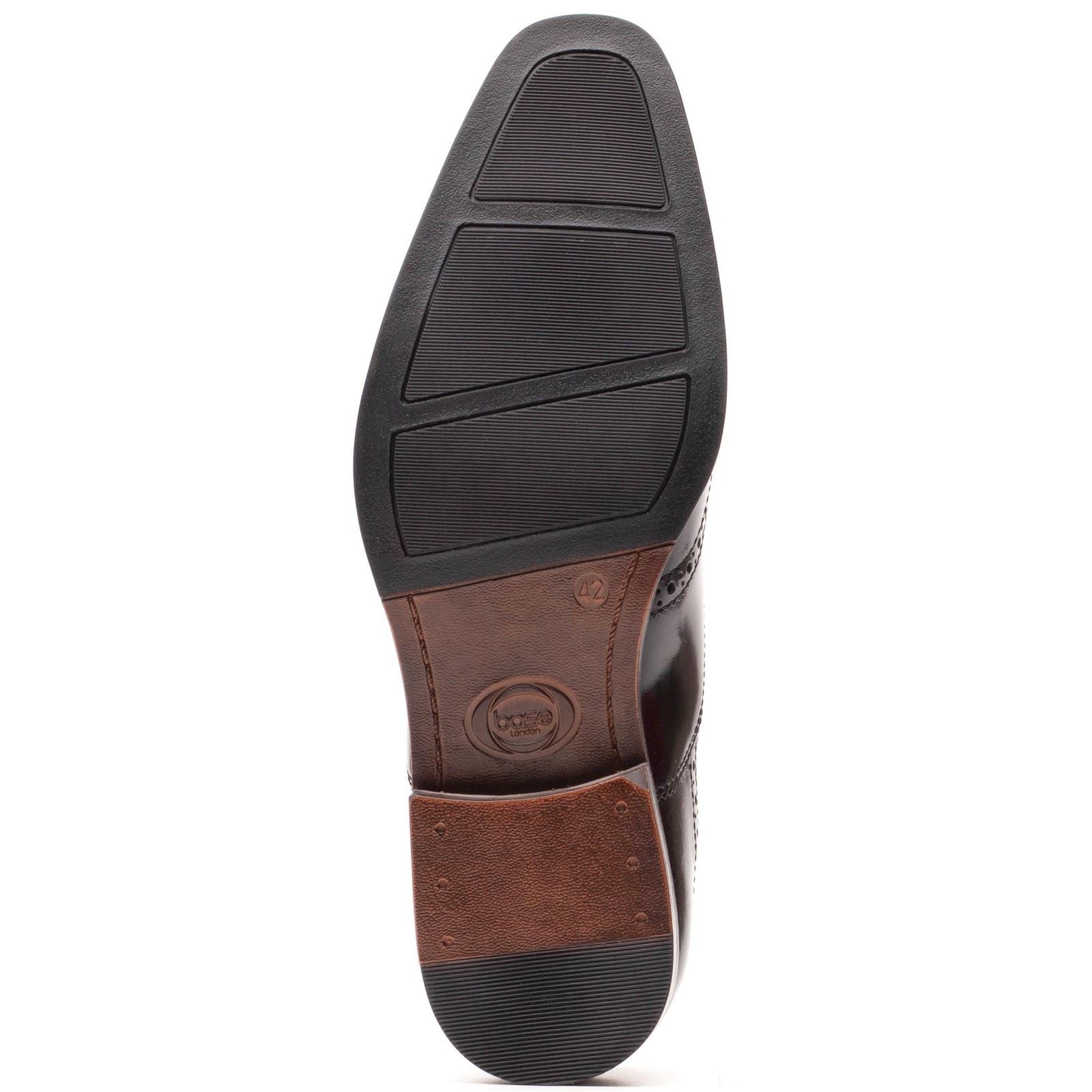Base London Steeple Chaussures En Cuir Pour Hommes Richelieu Noir Brillant