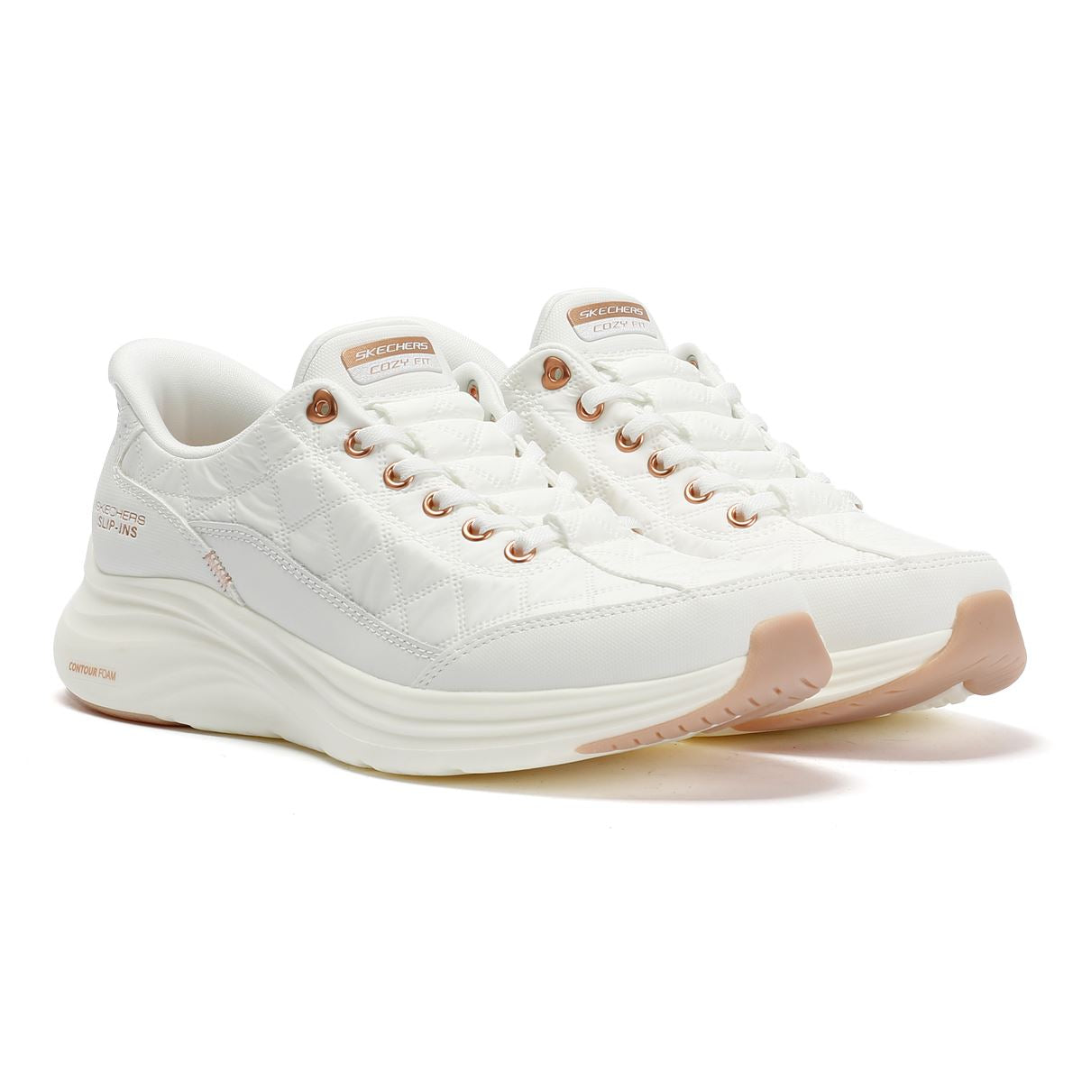 Skechers Slip-Ins Contour Foam Cozy Fit Baskets Blanches Pour Femmes