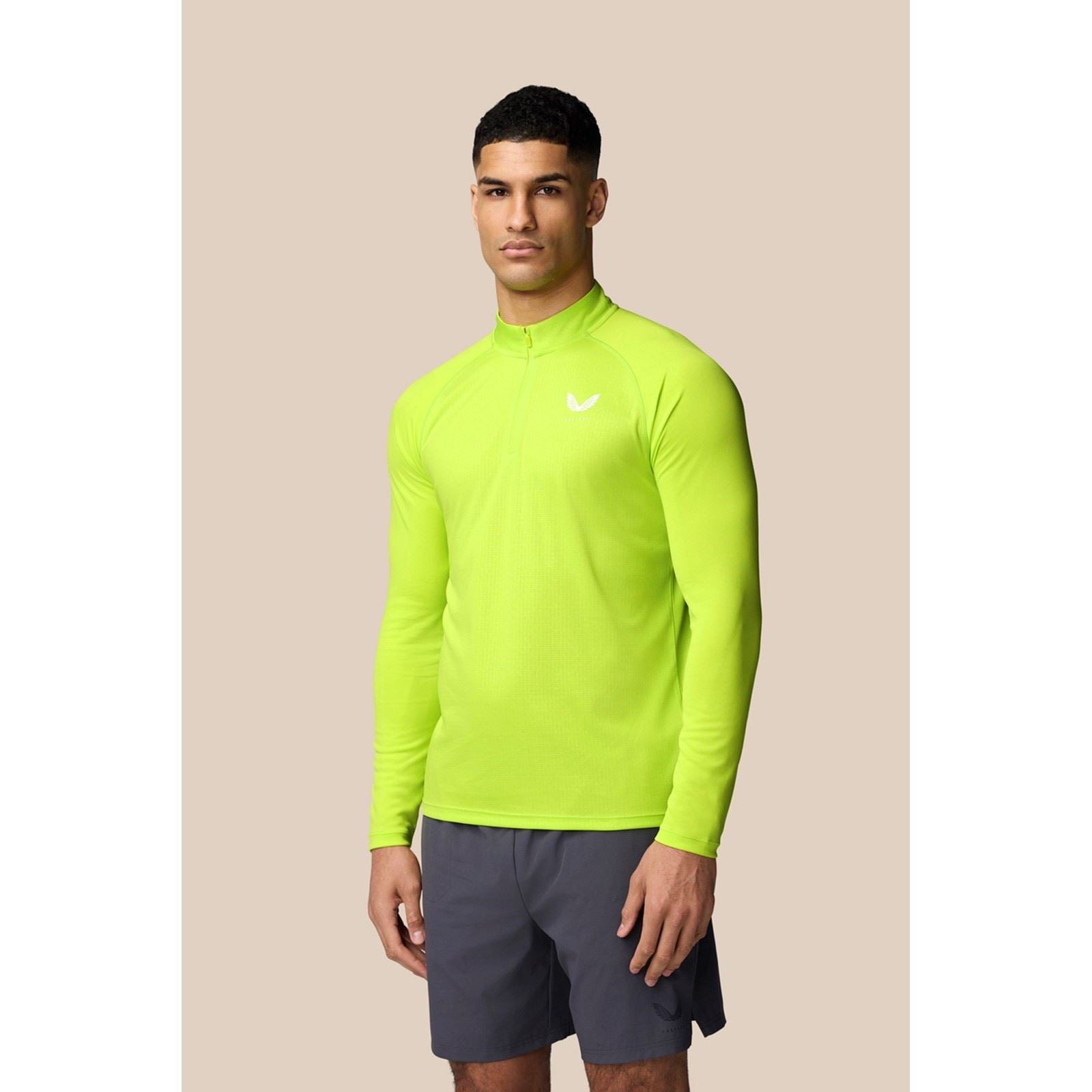 Castore Adapt 1/4 Zip Top T-Shirts De Sport Actifs Pour Hommes En Polyester Vert