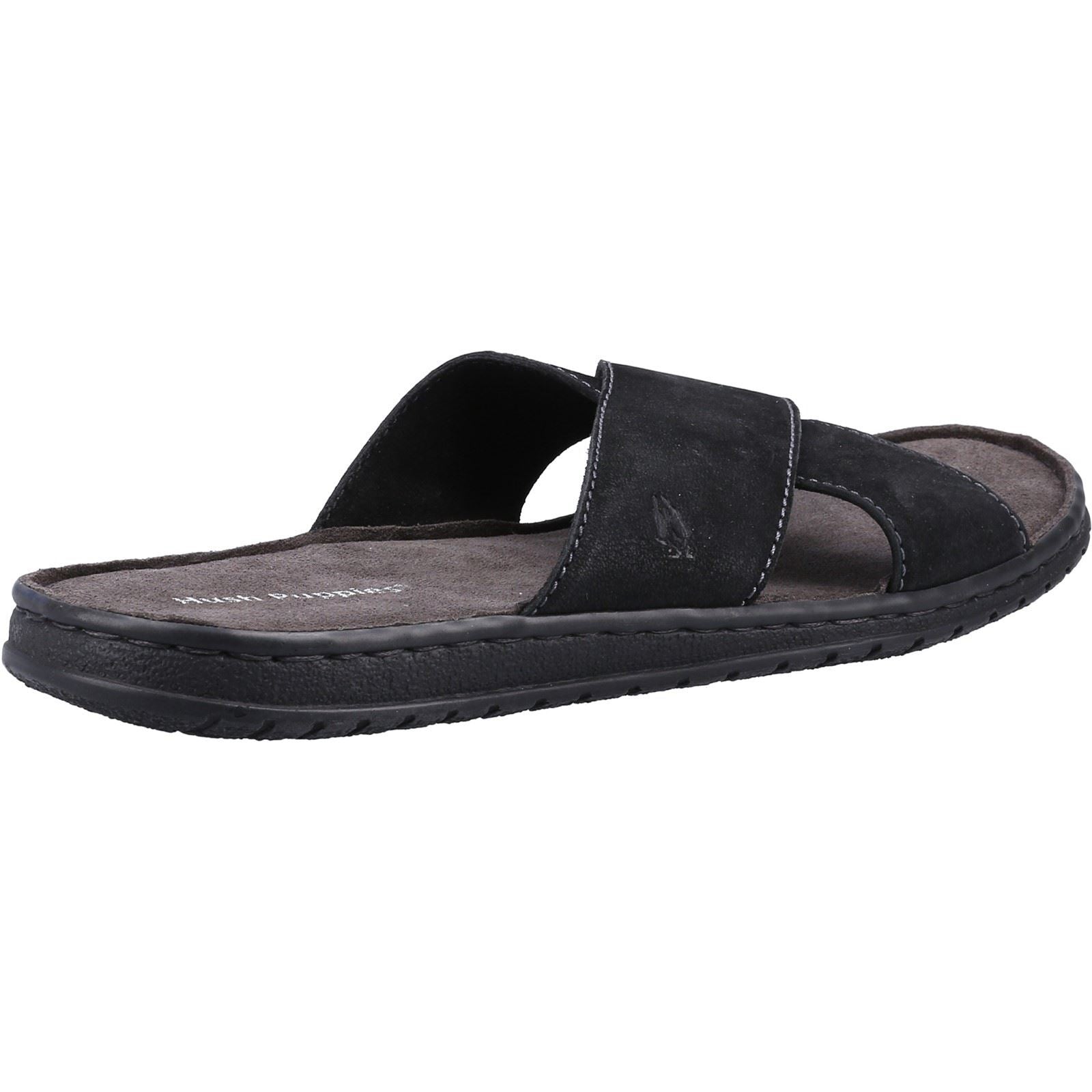 Hush Puppies Nile Cross Over Sandales En Cuir Noires Pour Hommes