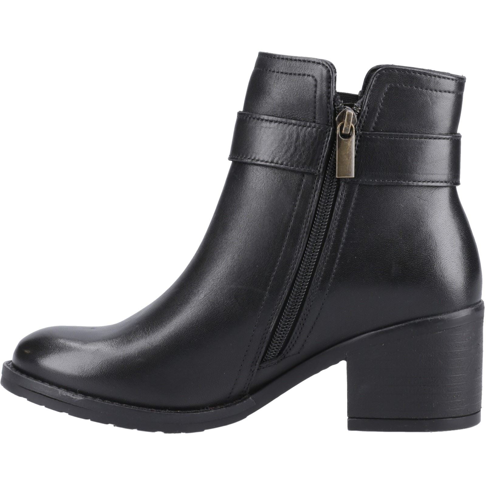 Hush Puppies Hensley Bottes Noires À Talons En Cuir Pour Femme