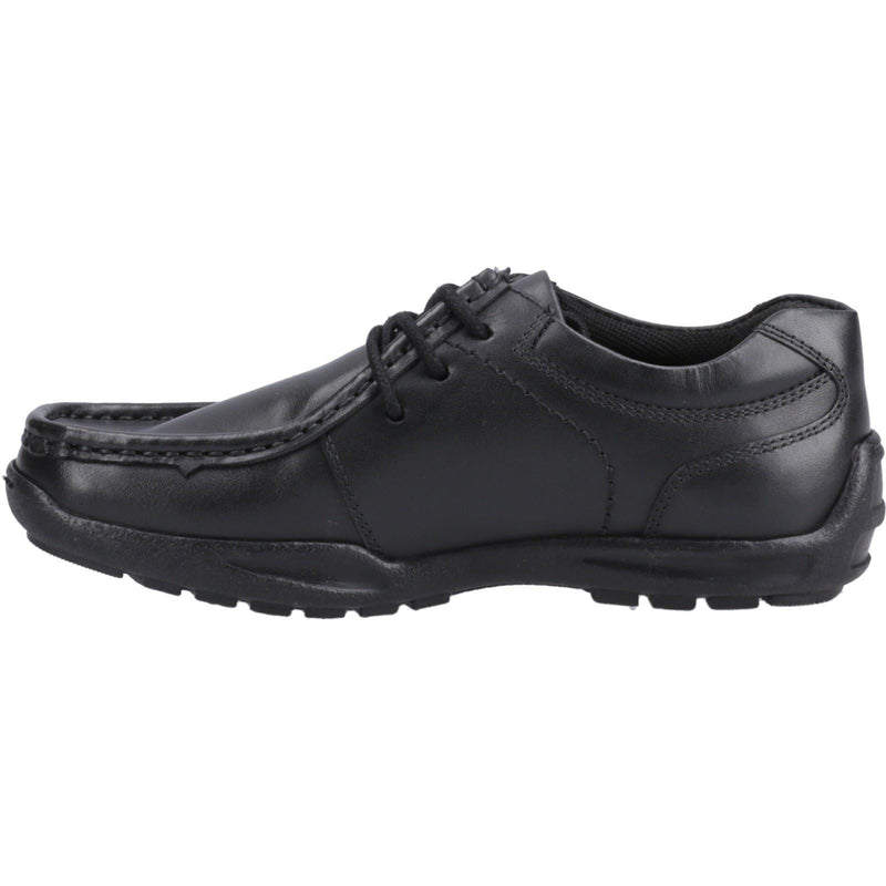 Hush Puppies Mackenzie Chaussures Noires Pour Garçons En Cuir À Lacets
