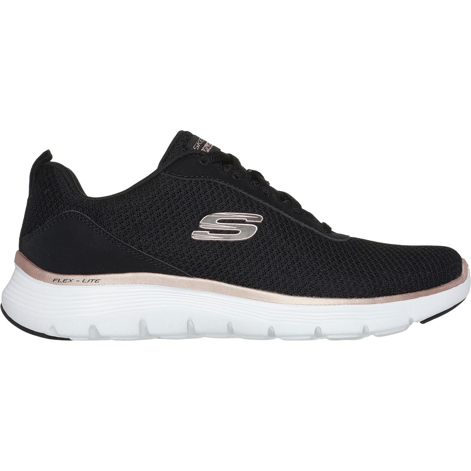 Skechers Flex Appeal 5.0 Uptake Sneakers Pour Femmes En Textile Noir/Or Rose