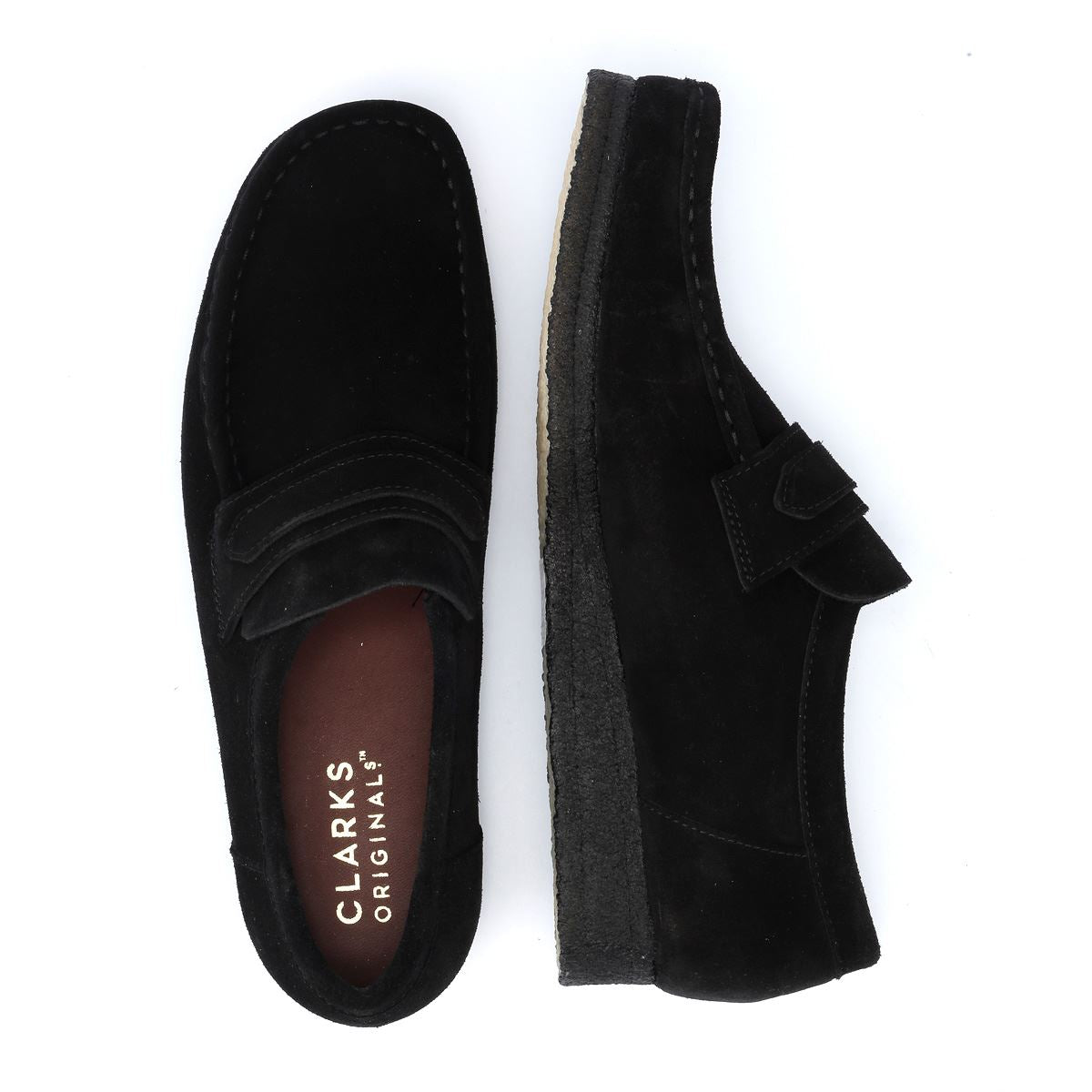 Clarks Originals Wallabee Mocassins Noirs En Daim Pour Hommes