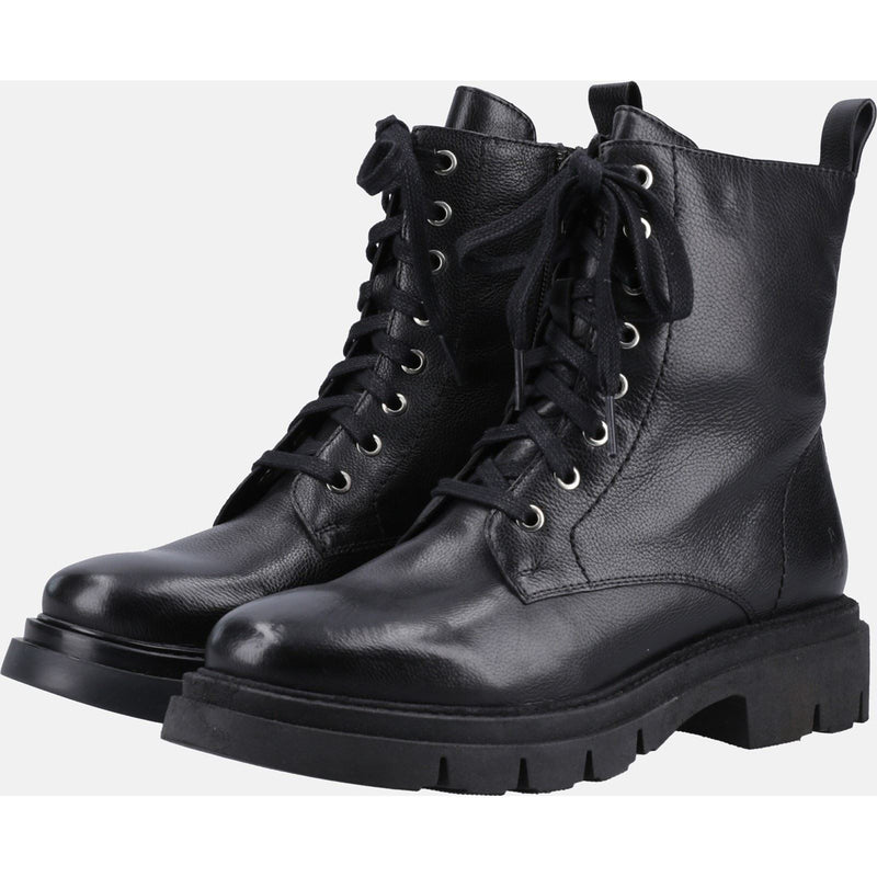 Hush Puppies Rhea Bottes Noires En Cuir Pour Femmes