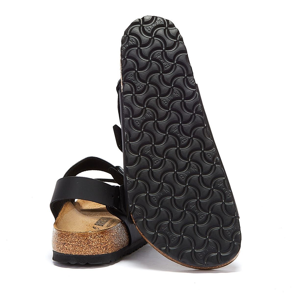 Birkenstock Sandales Noires En Birko Flor Milano