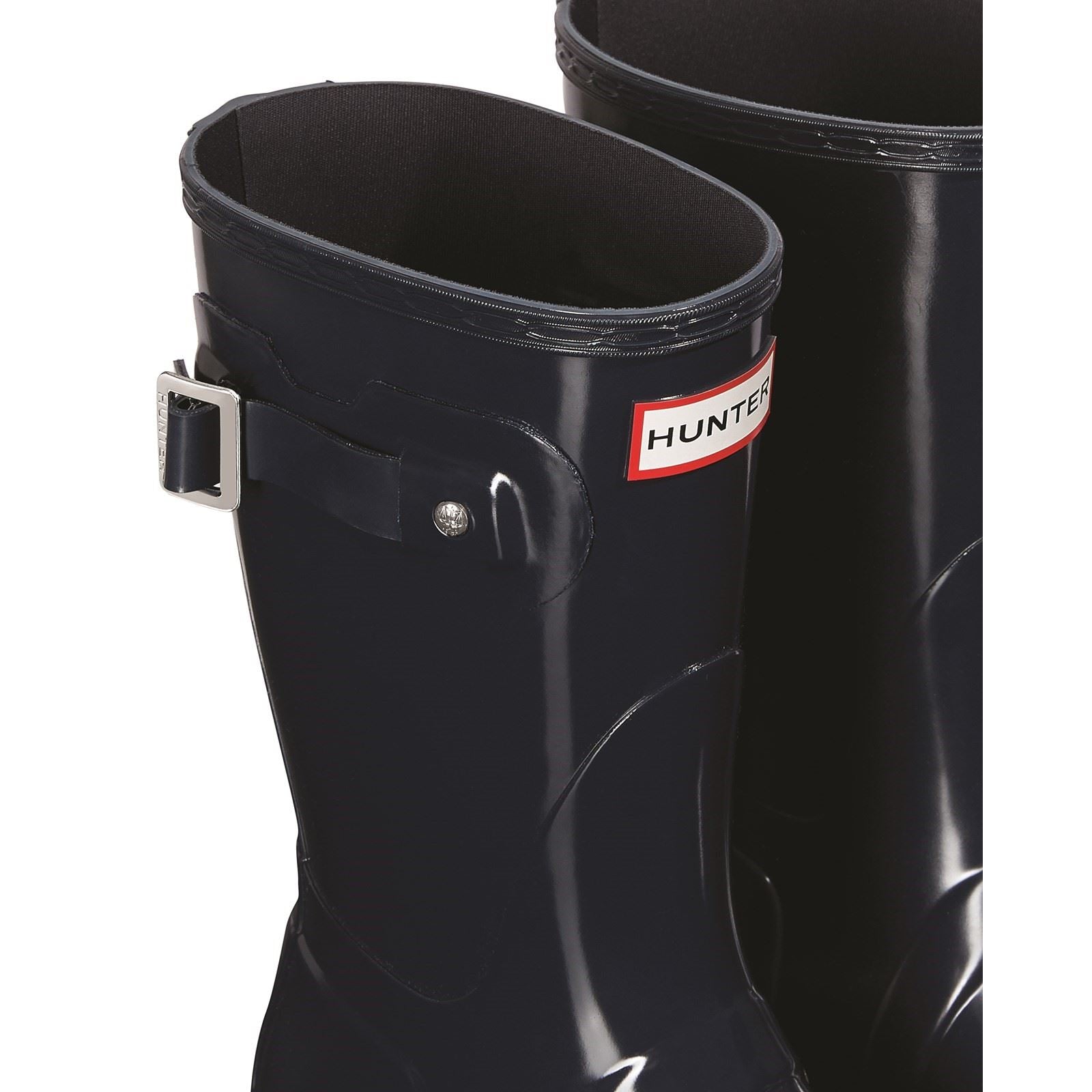 Hunter Original Short Gloss Bottes En Caoutchouc Bleu Marine Pour Femme