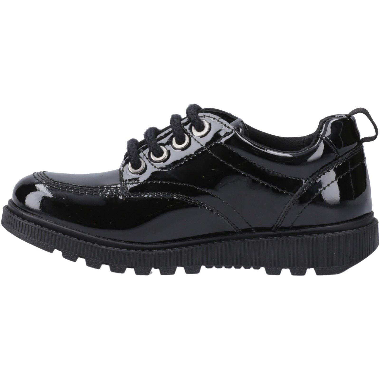 Hush Puppies Keeley Chaussures À Lacets Noires En Cuir Pour Filles