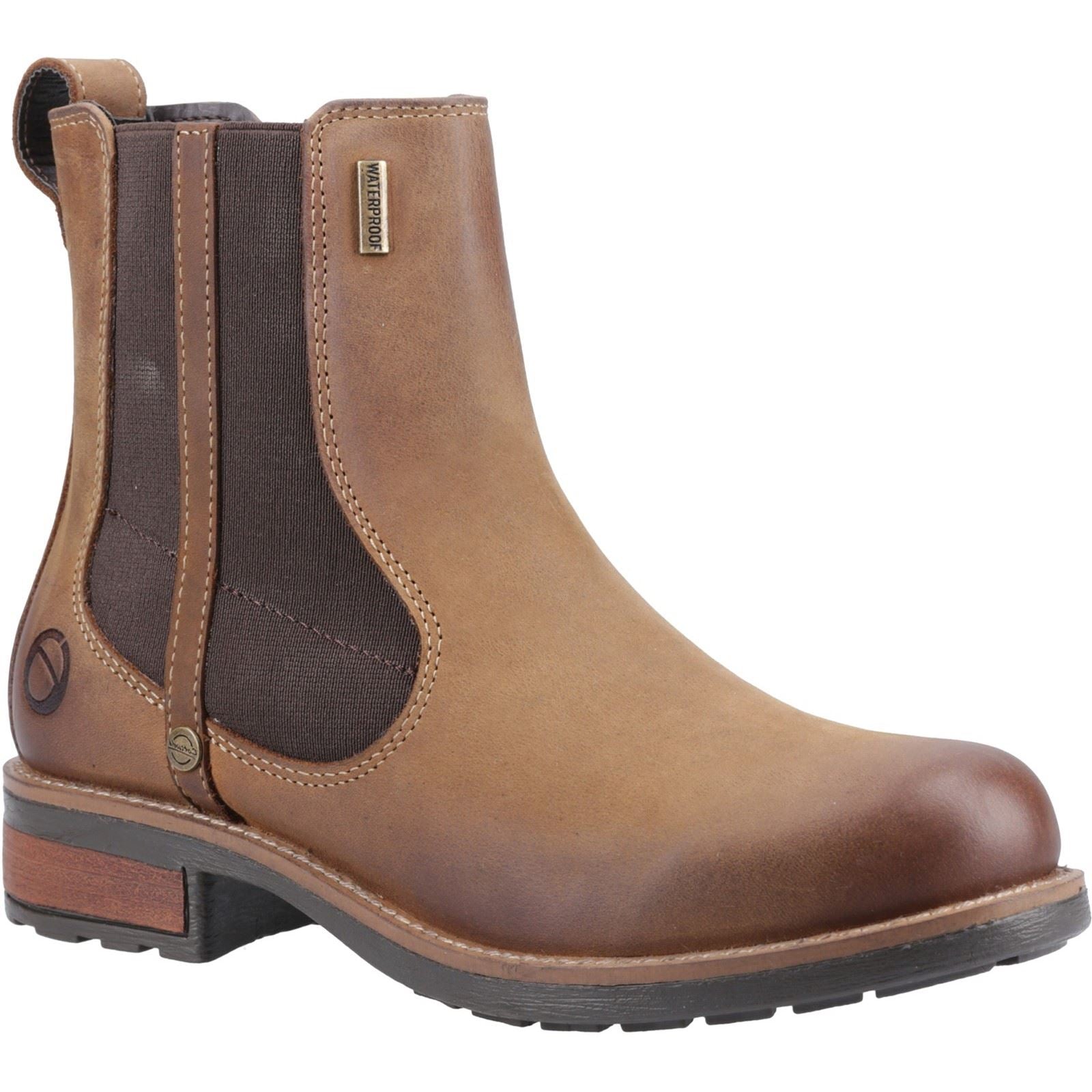 Cotswold Notgrove Bottes Chelsea Plates Pour Femmes En Cuir Marron