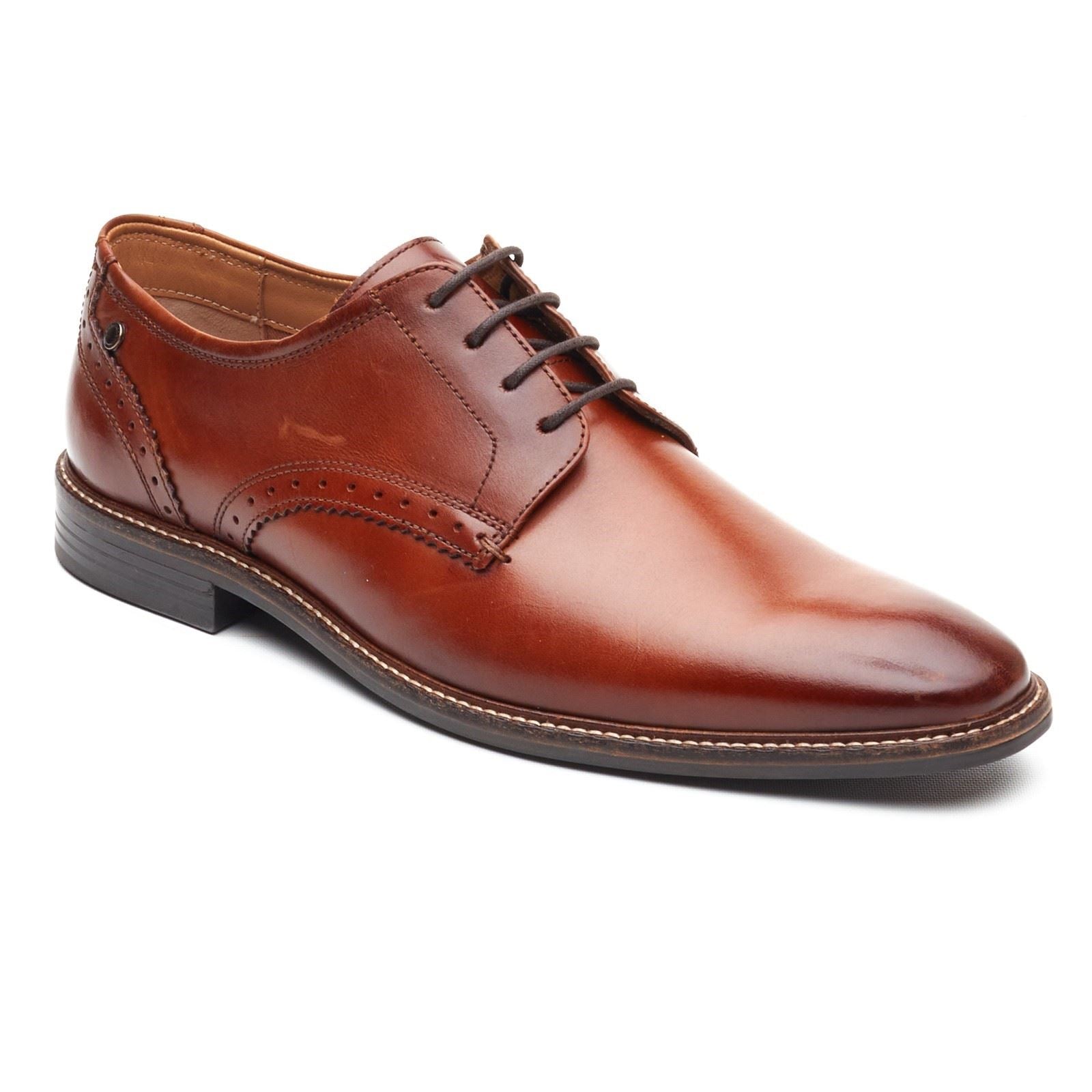 Base London Eton Lace Up Chaussures En Cuir Pour Hommes En Tan Brûlé À Lacets