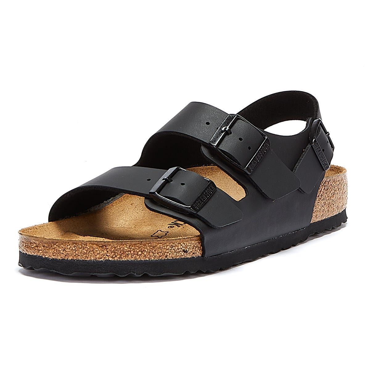 Birkenstock Sandales Noires En Birko Flor Milano
