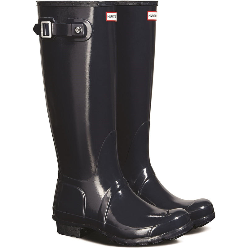 Hunter Original Tall Gloss Bottes En Caoutchouc Bleu Marine Pour Femme