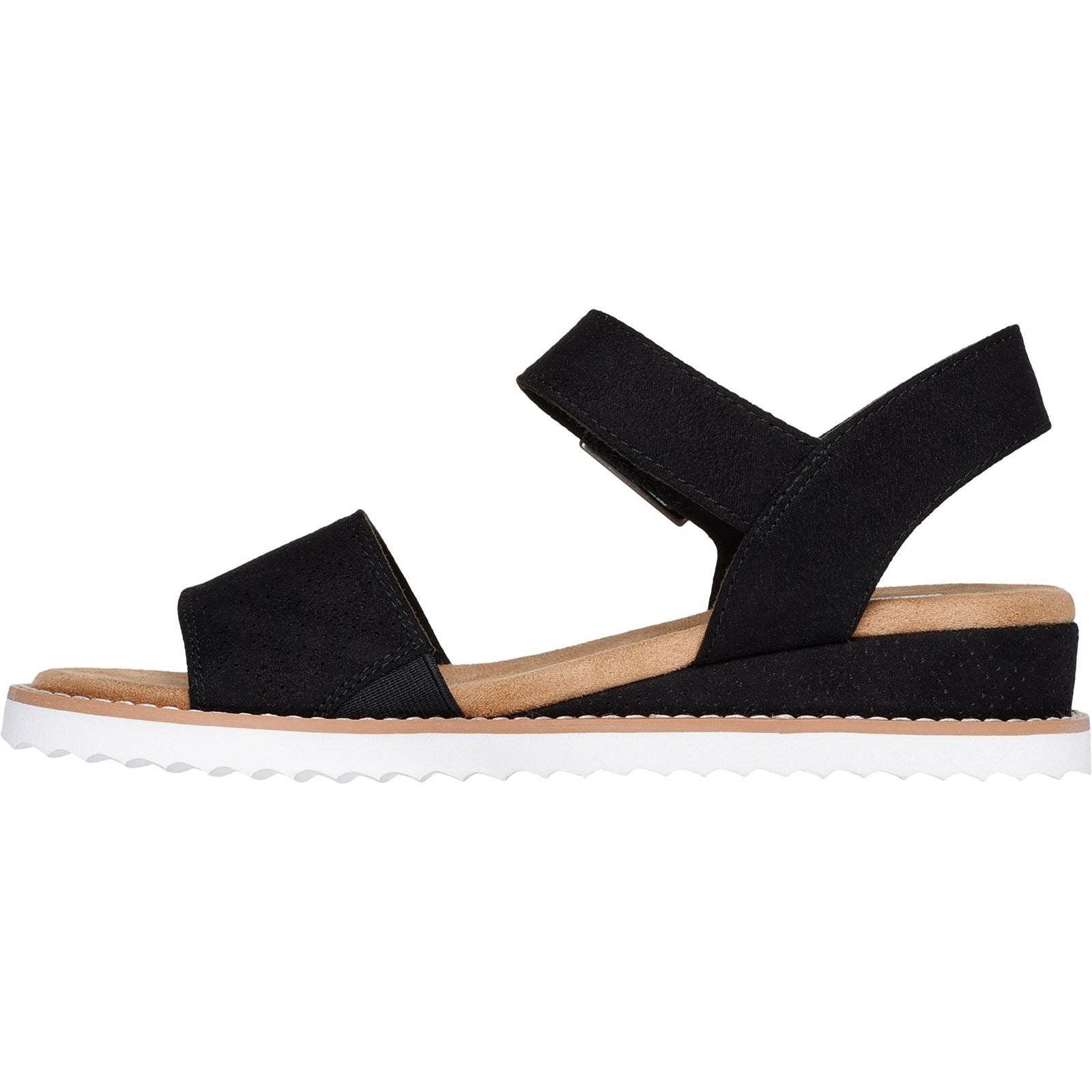 Skechers Desert Kiss Serendipitous Sandales Noires Pour Femmes En Synthétique