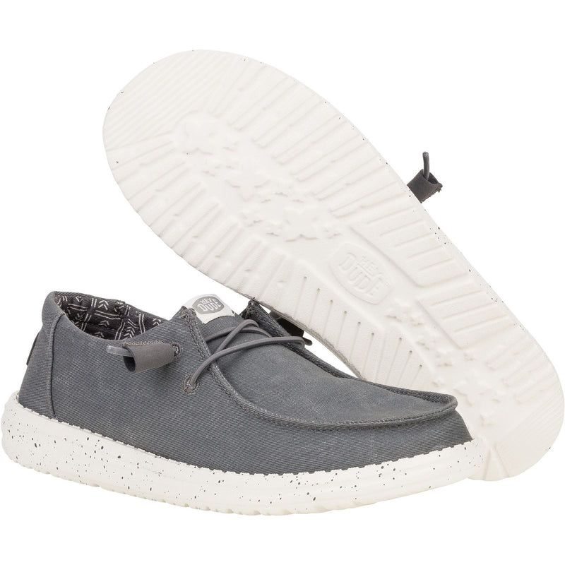 HEYDUDE Wendy Canvas Mocassins Gris Foncé Pour Femmes En 100% Coton