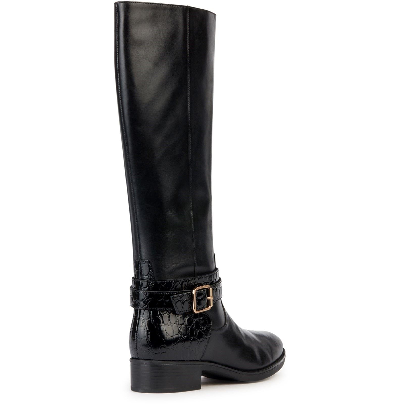 Geox D Felicity Bottes Noires En Cuir Pour Femmes