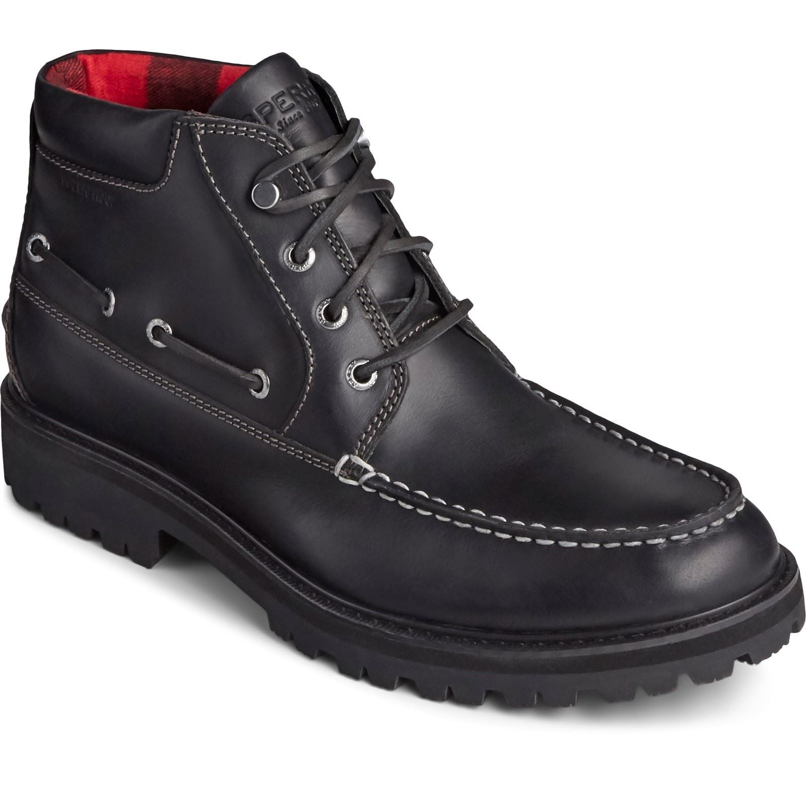 Sperry Authentic Original Lug Chukka Bottes Noires En Cuir Pour Hommes