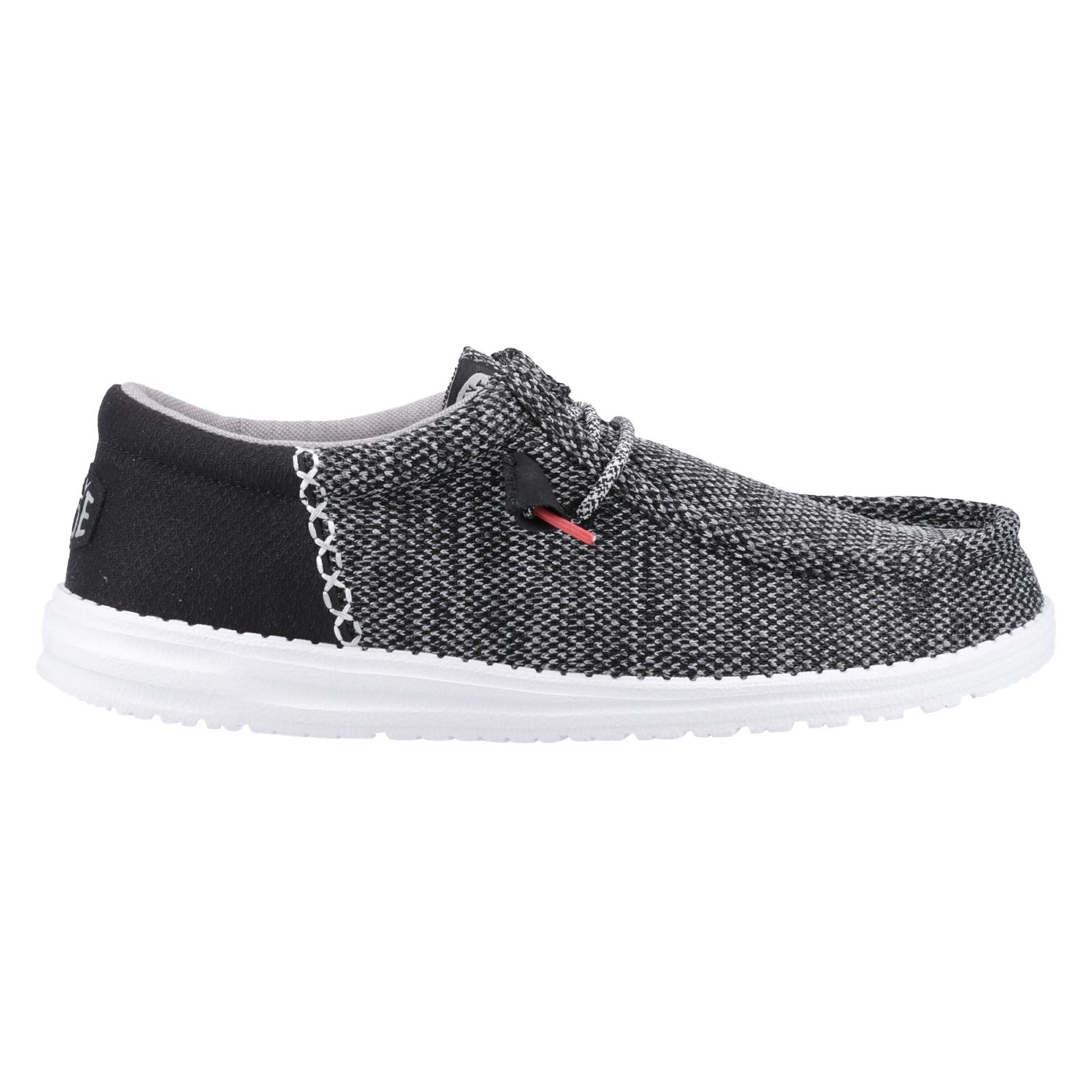 HEYDUDE Wally Funk Open Mesh Chaussures Bateau Hommes Noires/Blanches