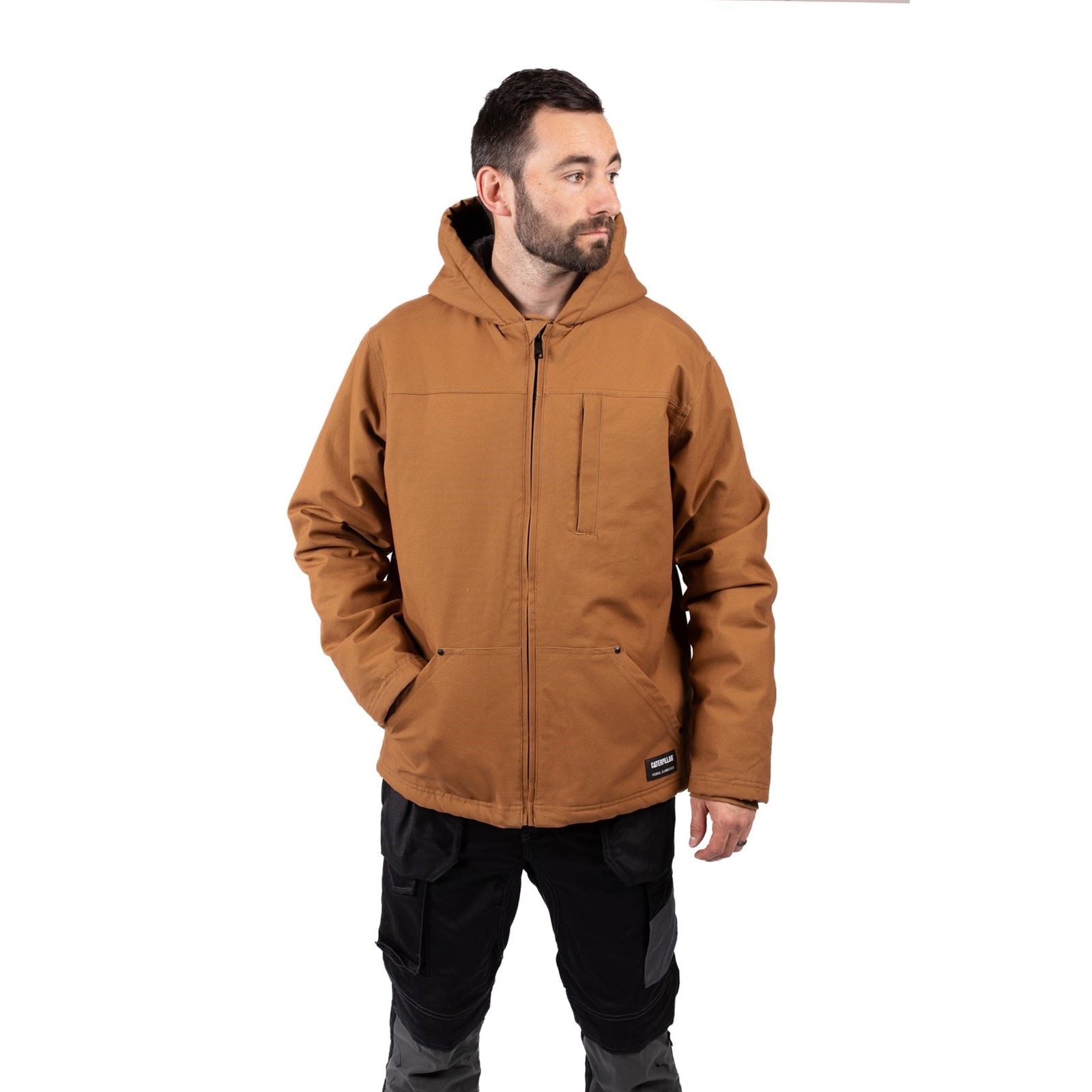 Caterpillar Hooded Sherpa Lined Veste En Polaire Bronze Pour Homme