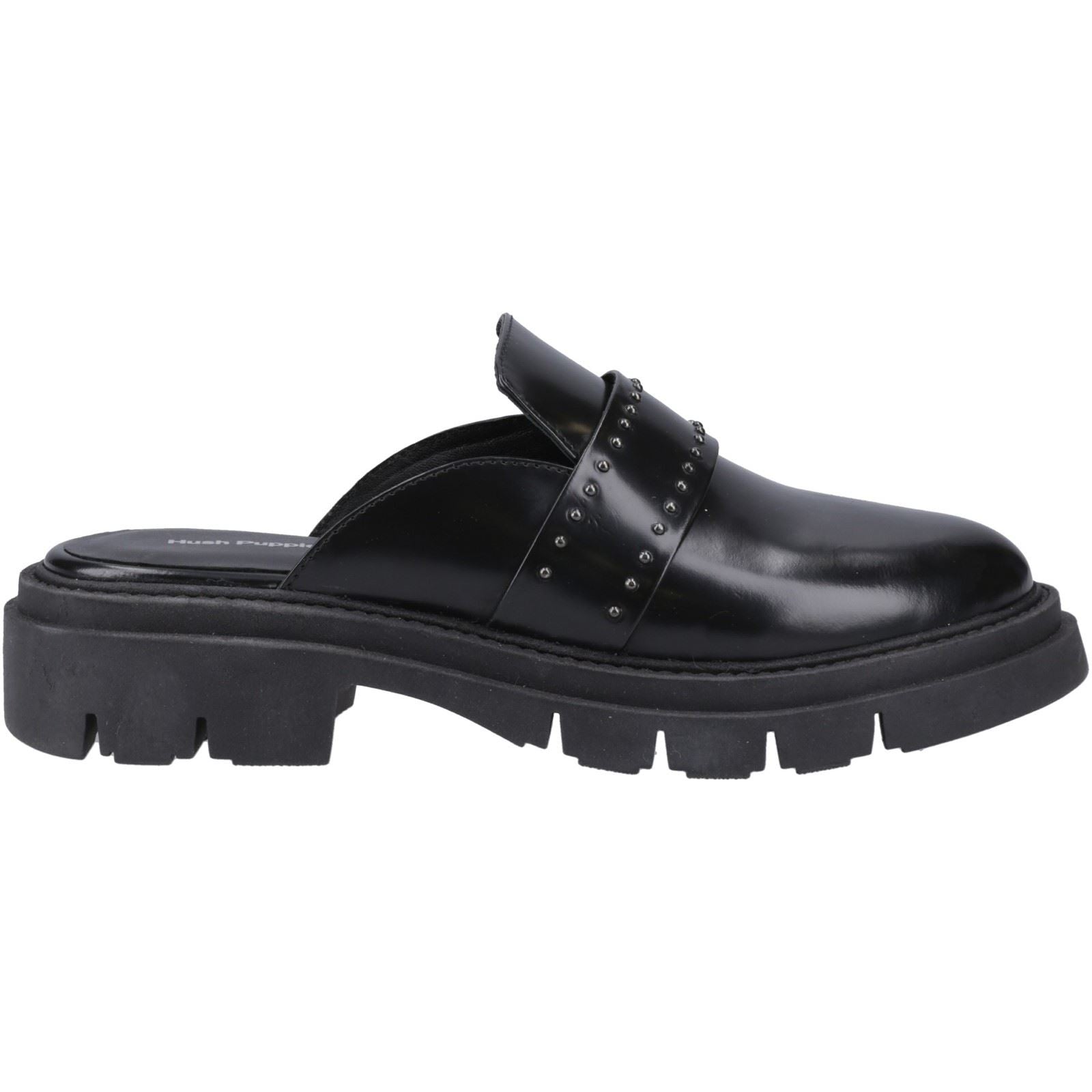 Hush Puppies Nicole Studded Mules Noires En Cuir Pour Femmes