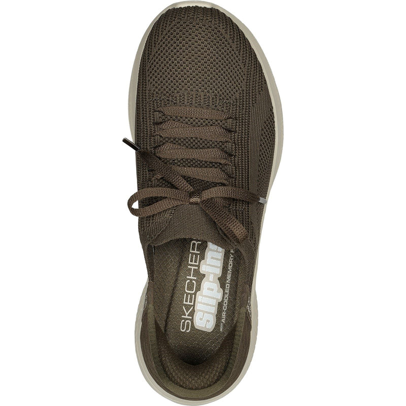 Skechers Ultra Flex 3.0 Brilliant Path Baskets En Toile Pour Femmes, Couleur Olive.