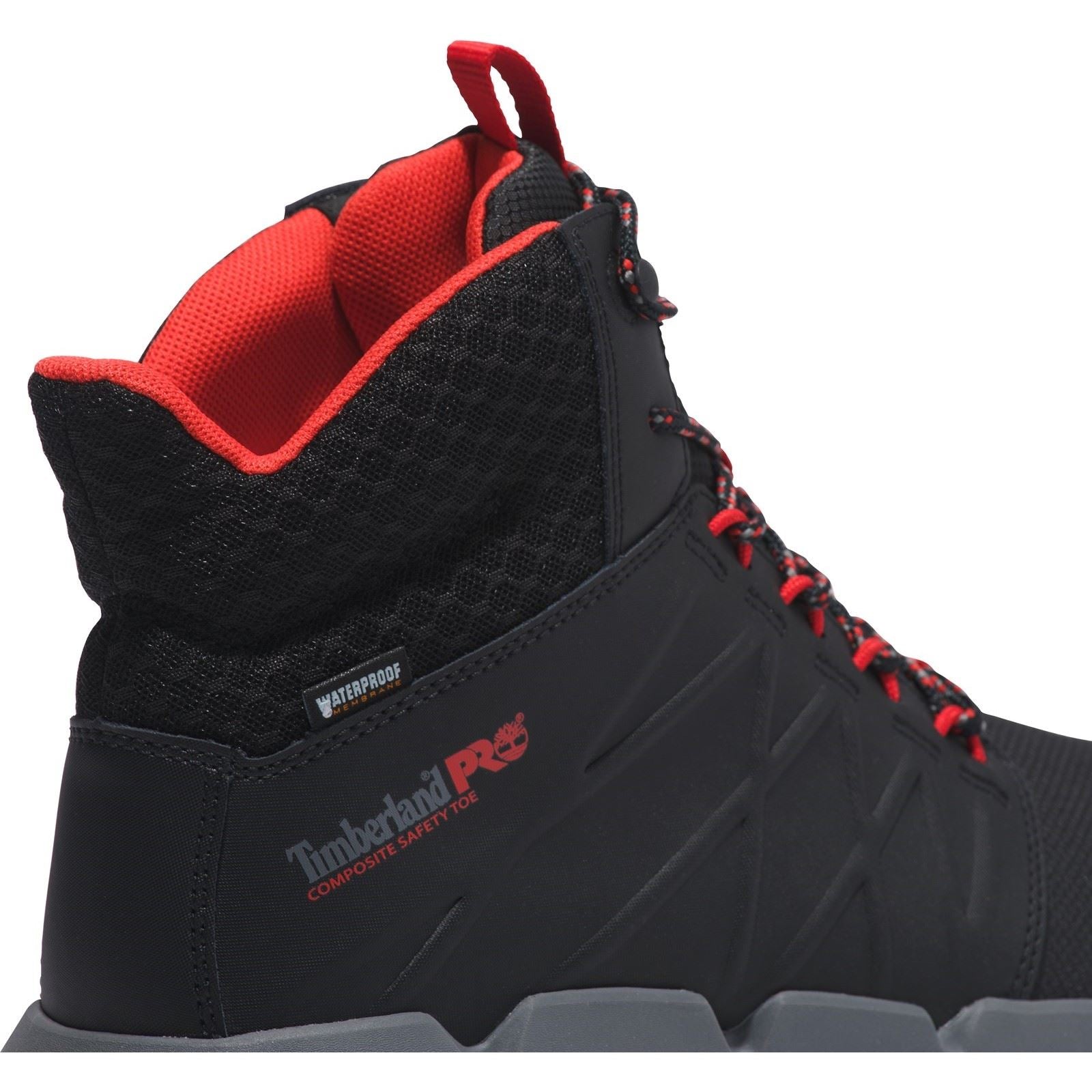 Timberland Pro Bottes De Sécurité Morphix En Cuir Noir/Rouge De Six Pouces