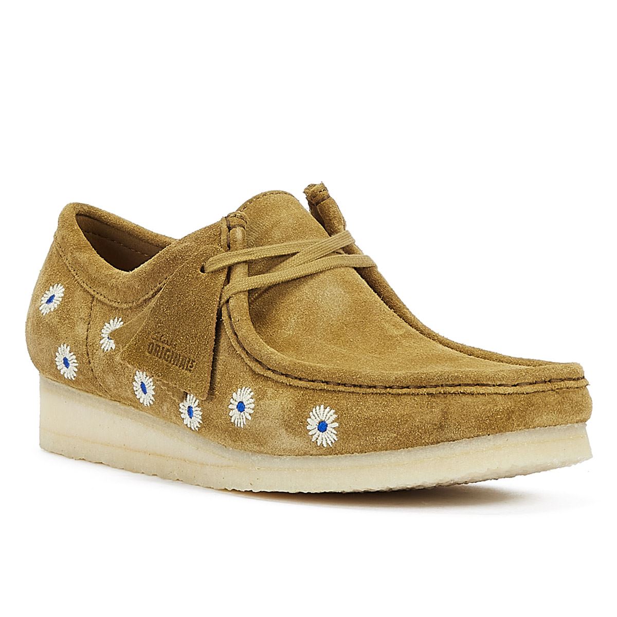 Clarks Originals Wallabee Embroidery Chaussures À Lacets En Daim Olive Foncé Pour Hommes