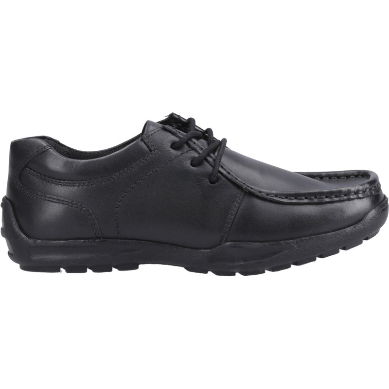 Hush Puppies Mackenzie Chaussures Noires Pour Garçons En Cuir À Lacets